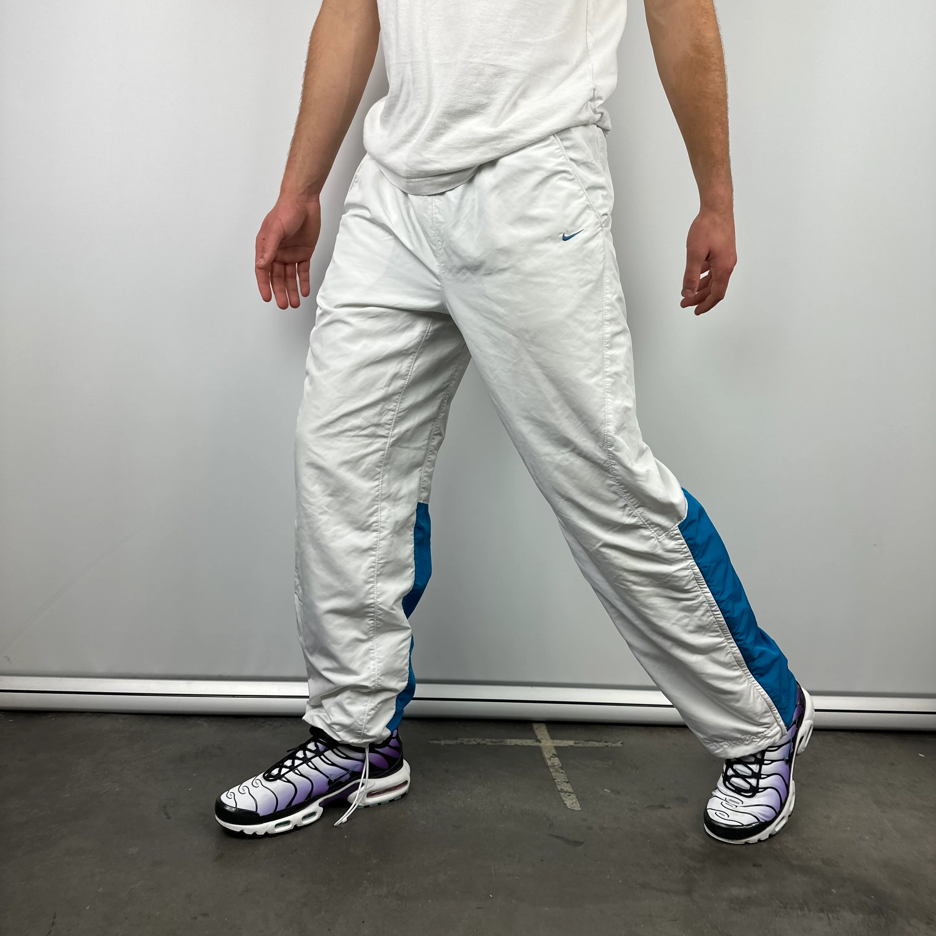 Nike White Embroidered Swoosh Track Pants (M) - Image 6