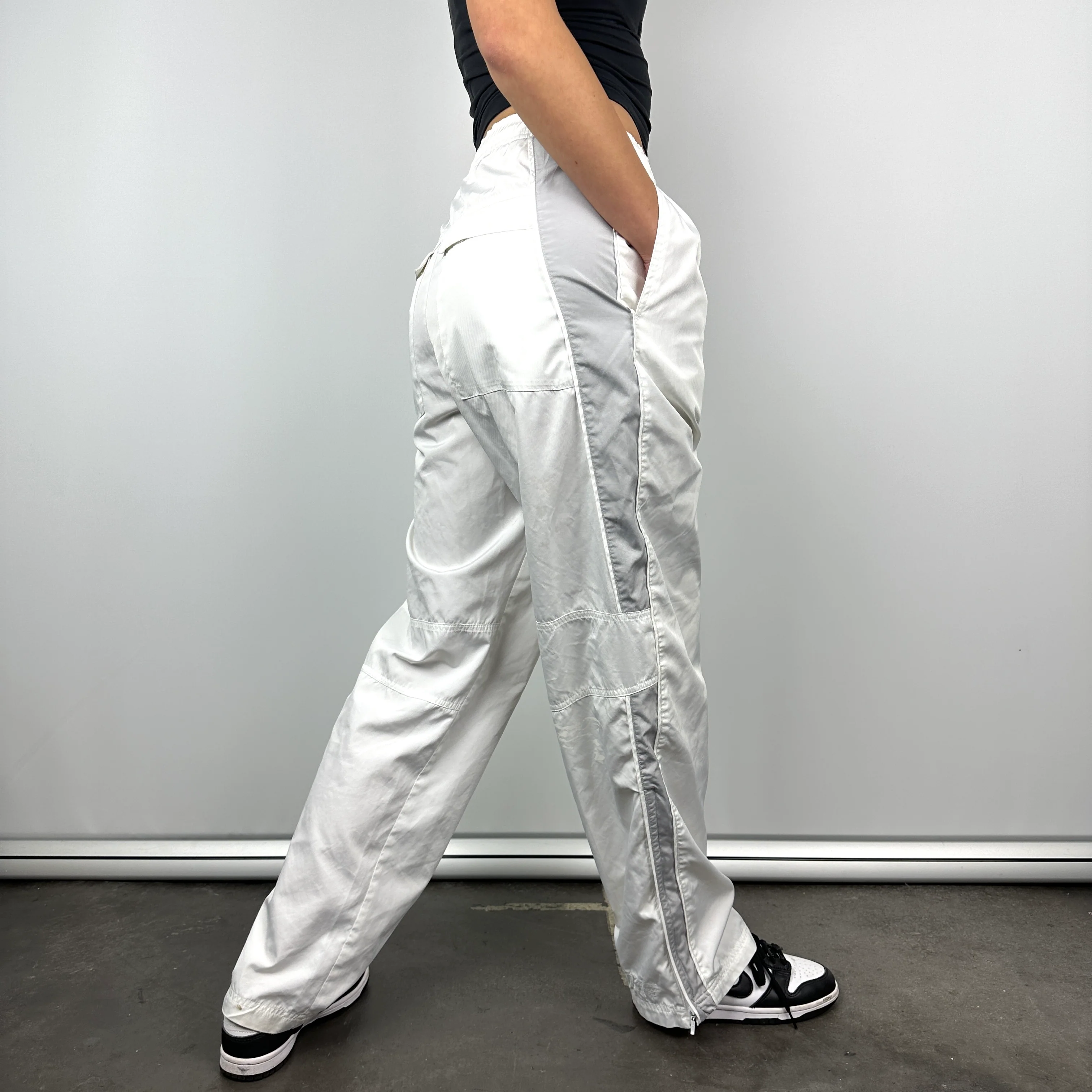 Nike White Embroidered Swoosh Track Pants (M) - Image 3