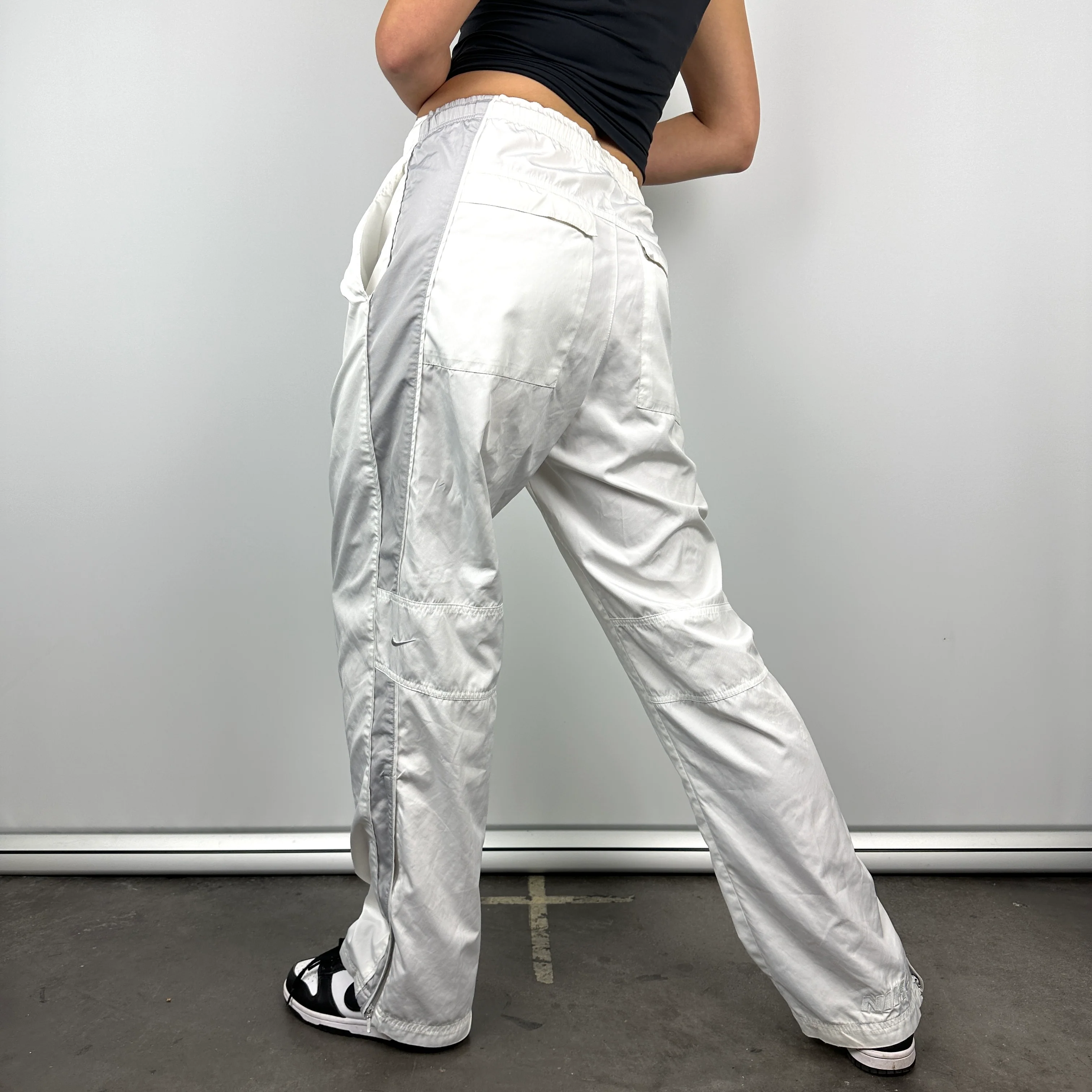 Nike White Embroidered Swoosh Track Pants (M) - Image 4