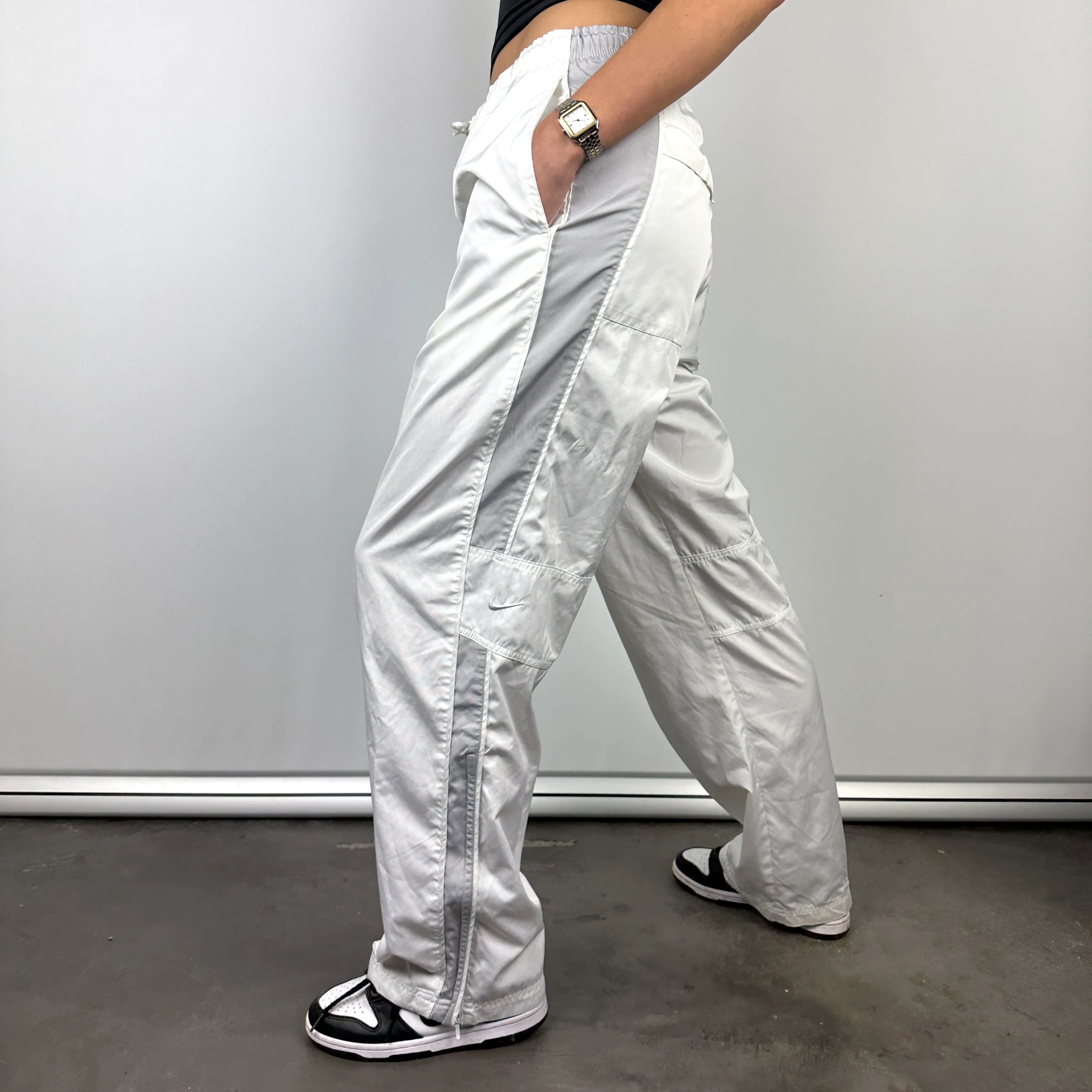Nike White Embroidered Swoosh Track Pants (M) - Image 5
