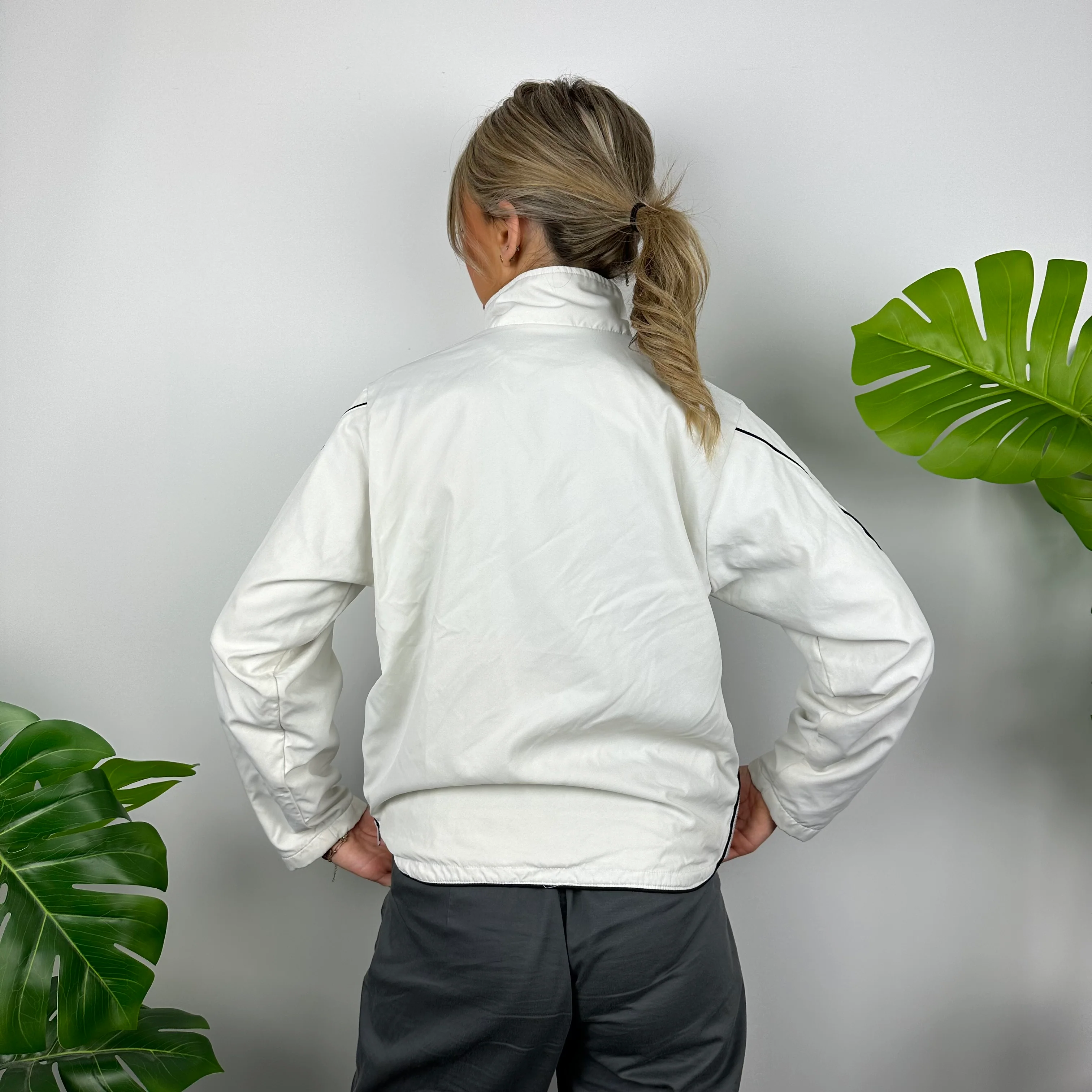Nike White Embroidered Swoosh Windbreaker Jacket (M) - Image 5
