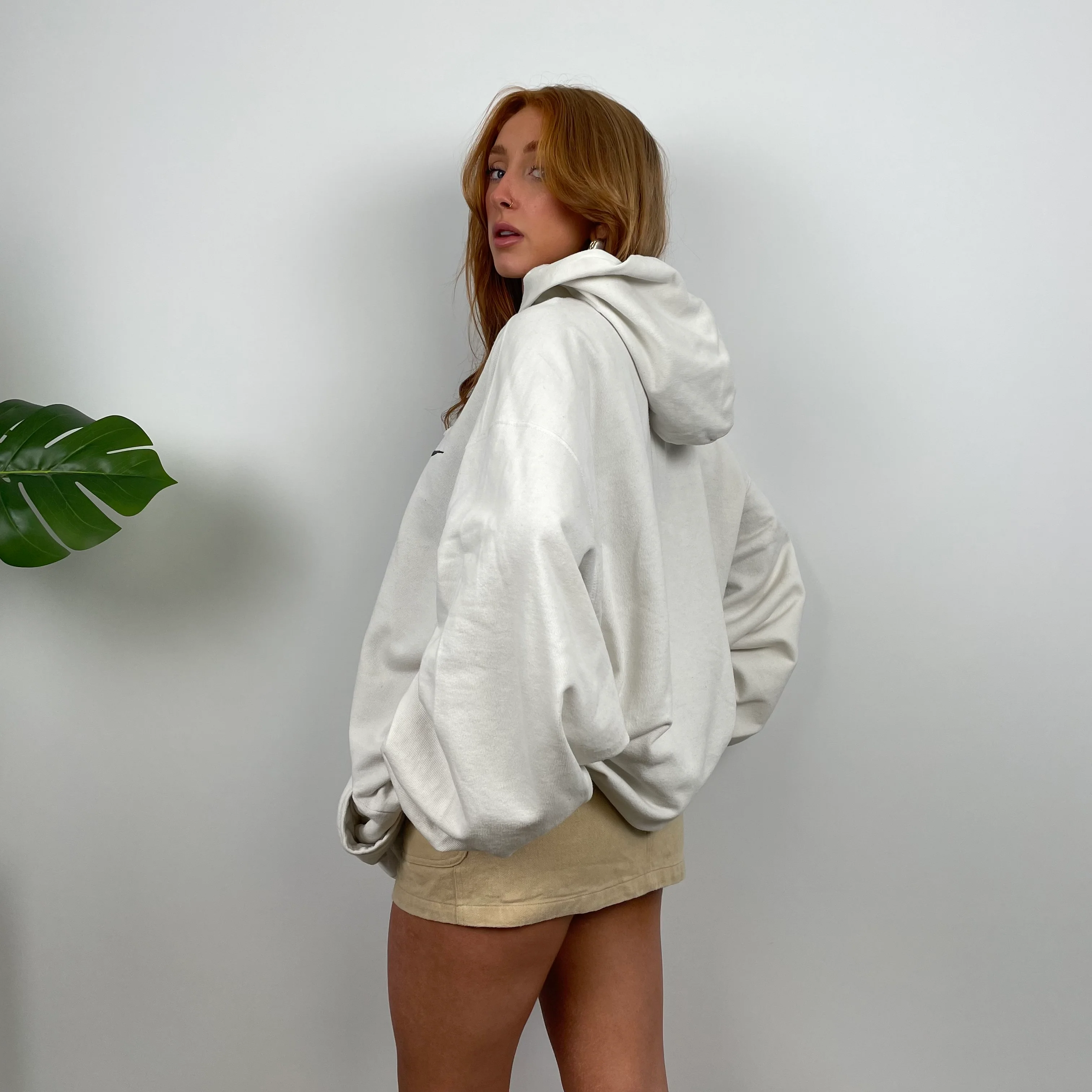Nike White Embroidered Swoosh Zip Up Hoodie (XXL) - Image 4