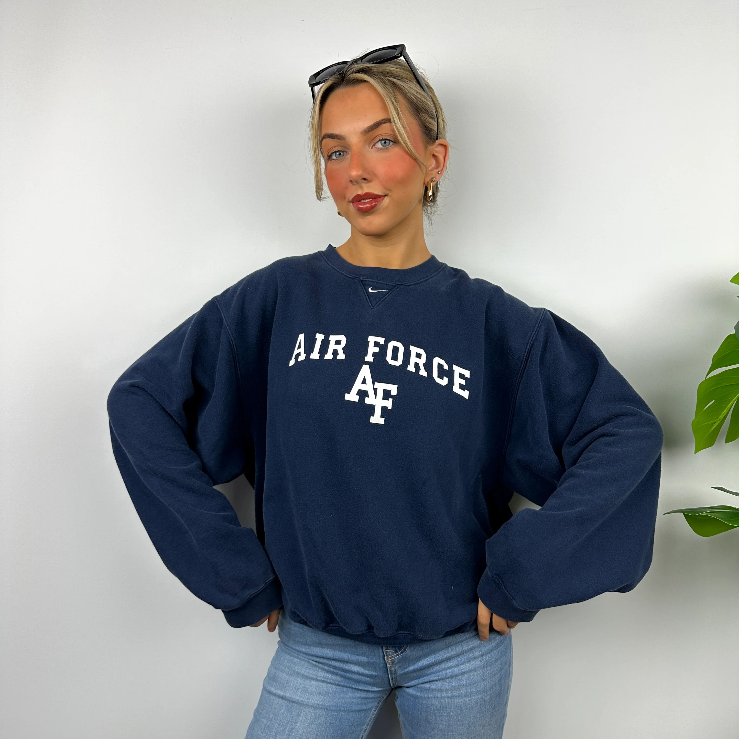 Nike x Air Force Navy Spell Out Sweatshirt (S)
