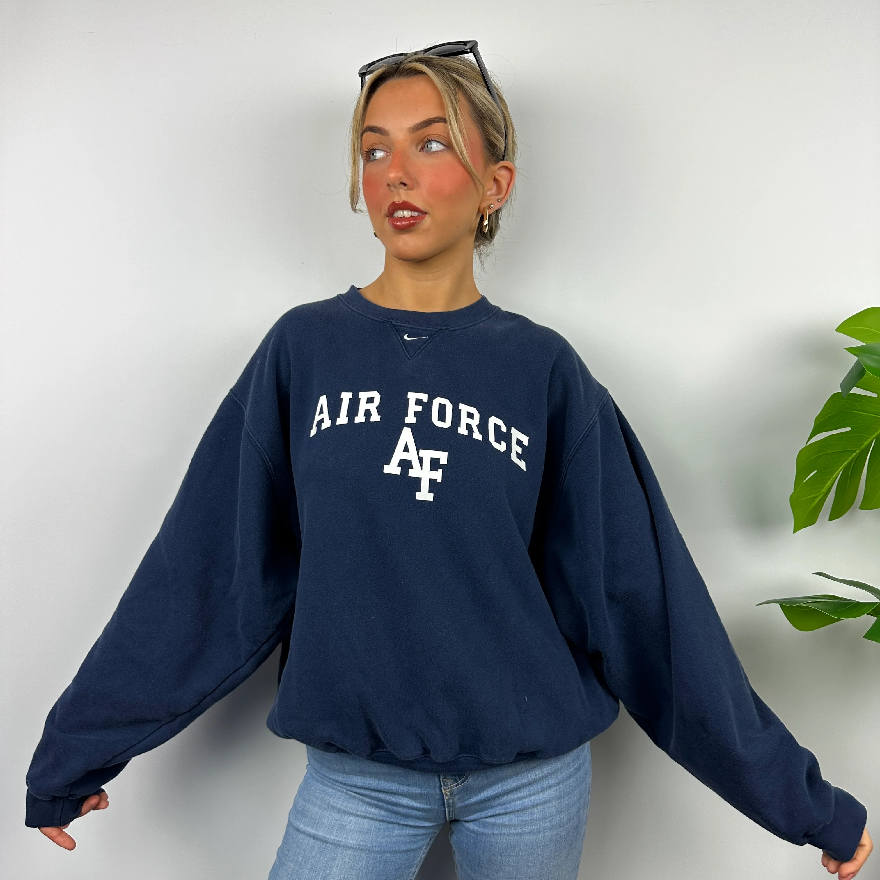 Nike x Air Force Navy Spell Out Sweatshirt (S) - Image 2