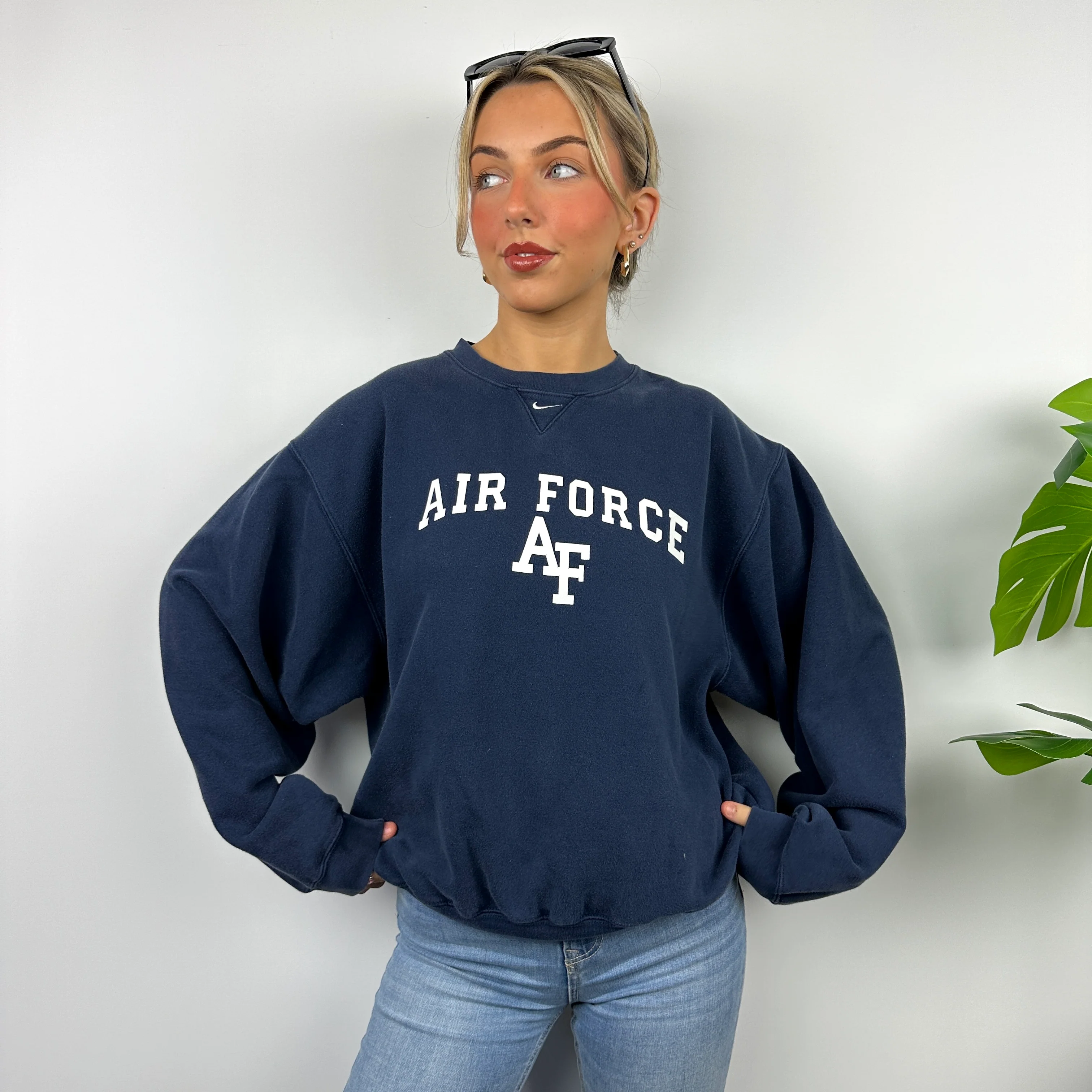 Nike x Air Force Navy Spell Out Sweatshirt (S) - Image 3