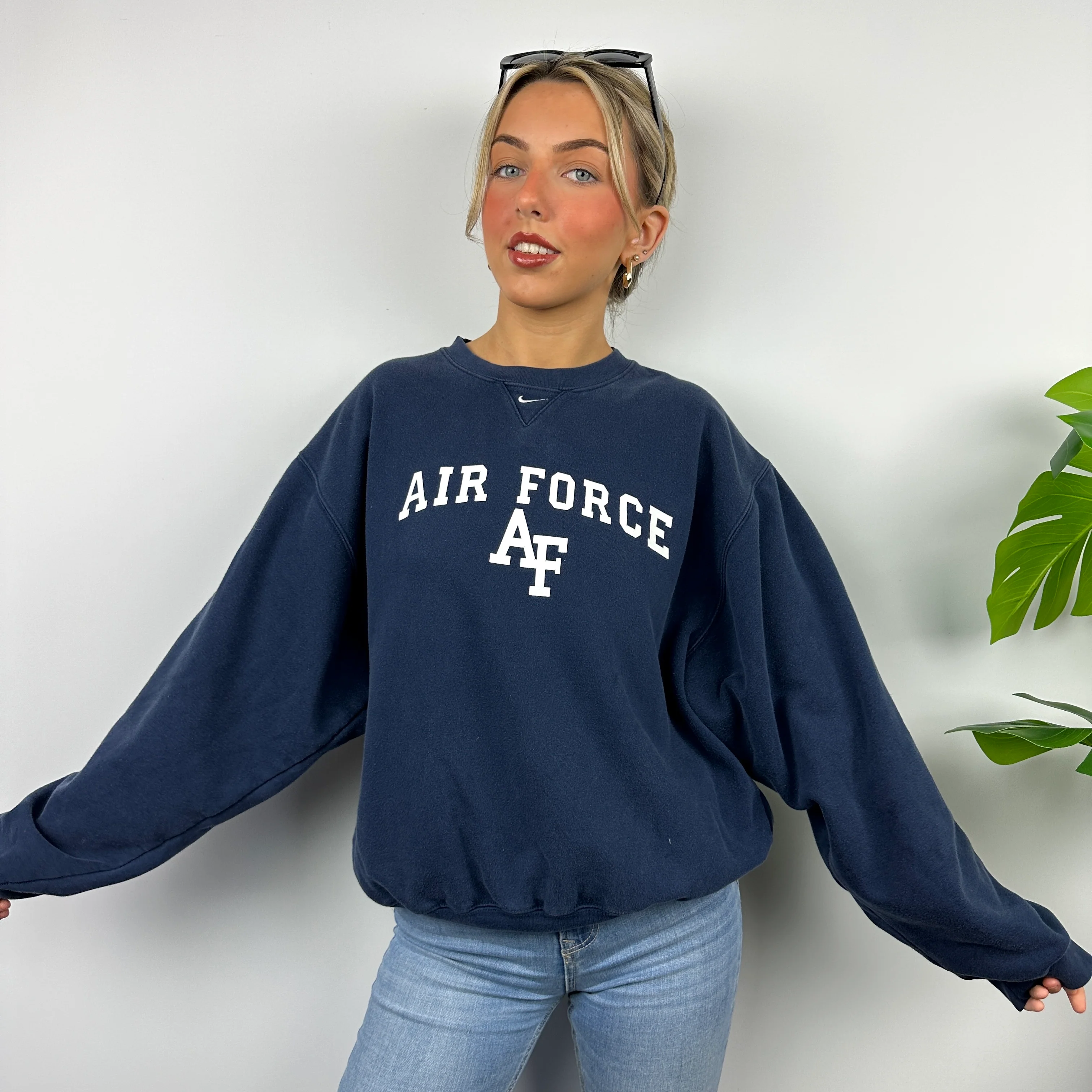 Nike x Air Force Navy Spell Out Sweatshirt (S) - Image 4