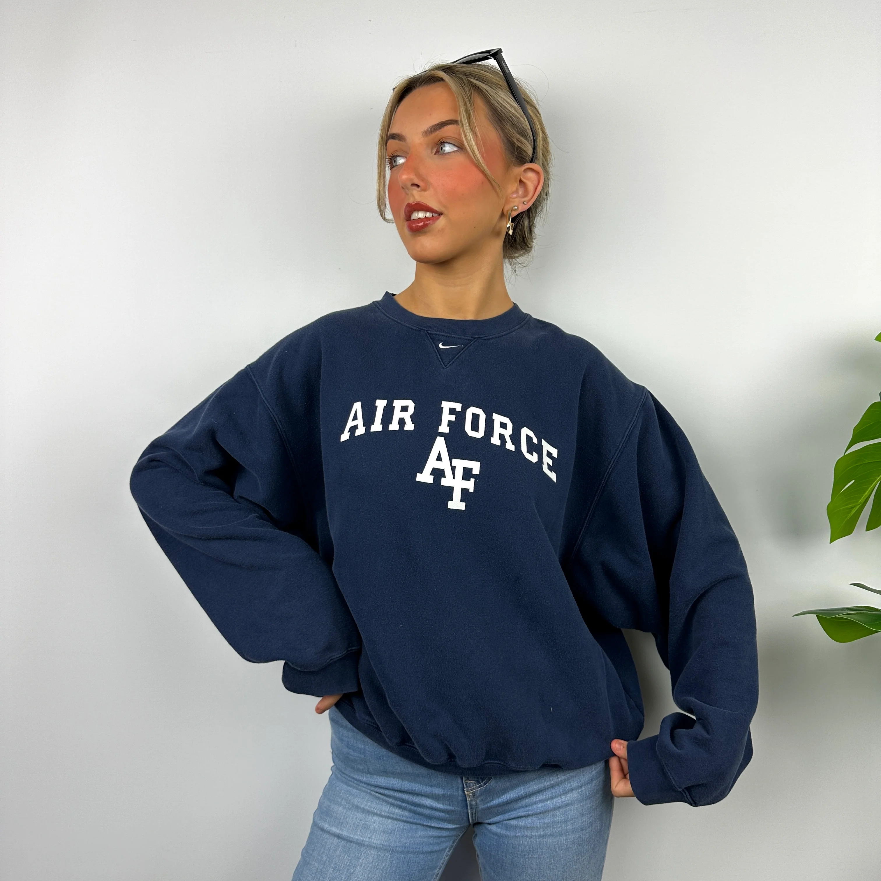 Nike x Air Force Navy Spell Out Sweatshirt (S) - Image 6