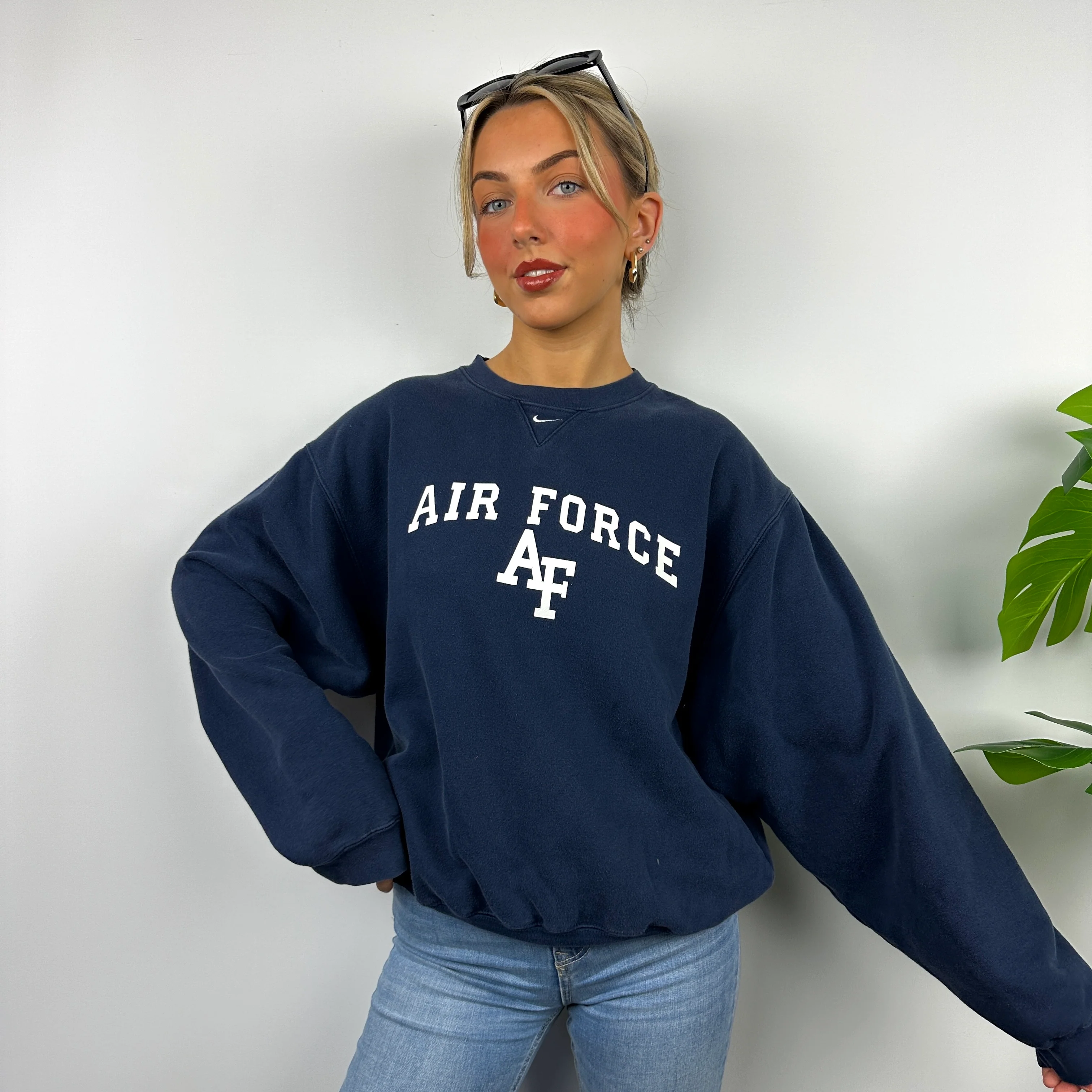 Nike x Air Force Navy Spell Out Sweatshirt (S) - Image 7