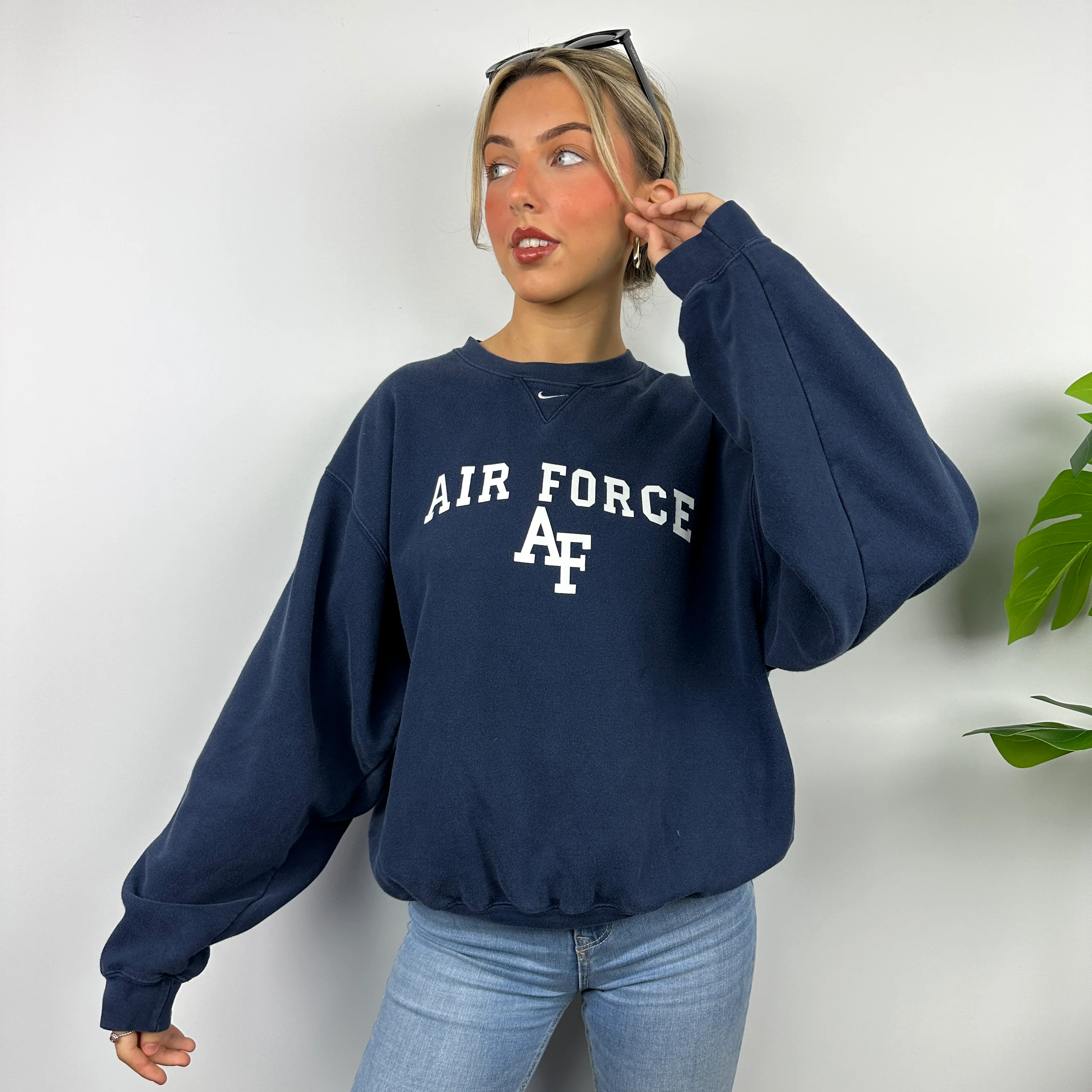 Nike x Air Force Navy Spell Out Sweatshirt (S) - Image 8