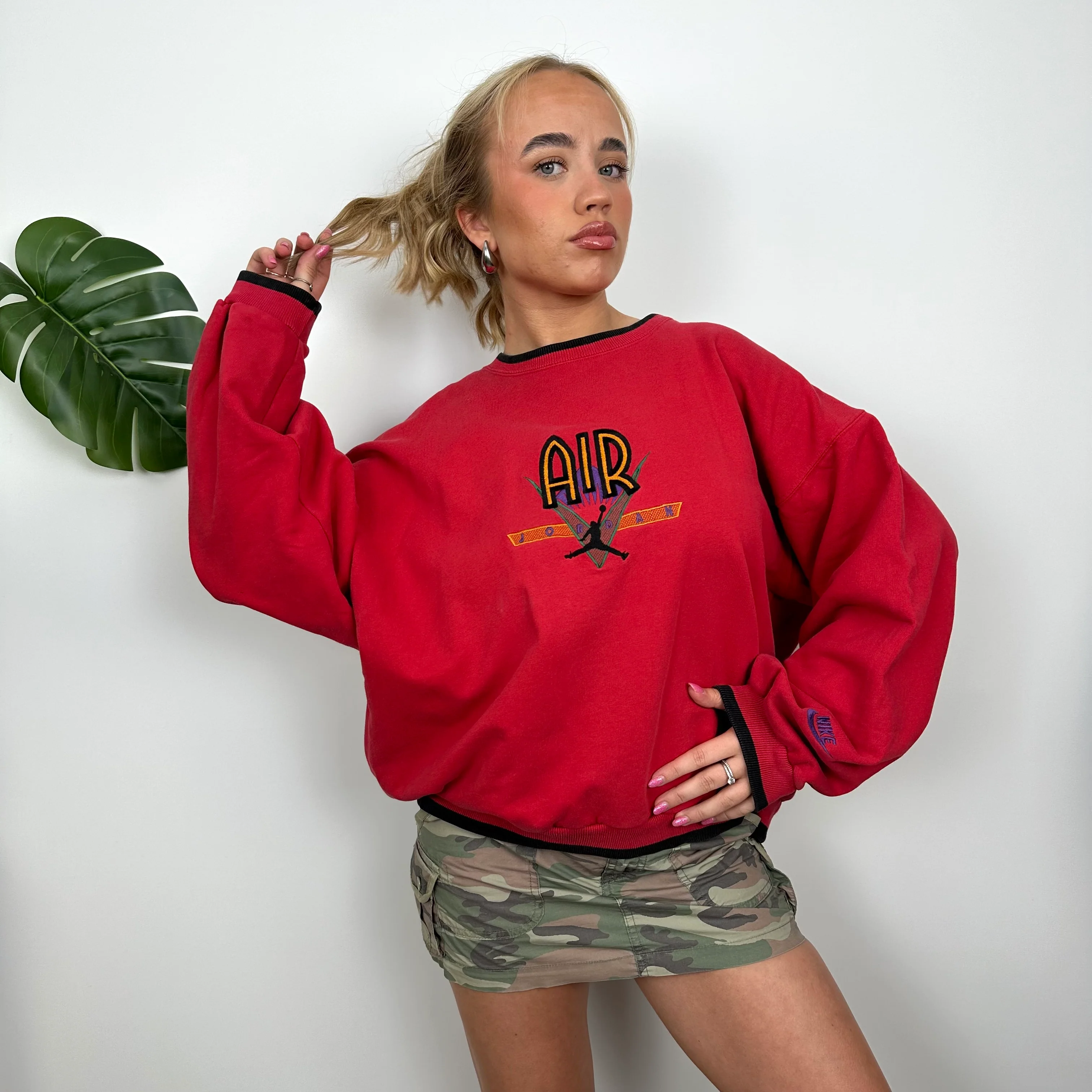 Nike x Air Jordan Red Embroidered Spell Out Sweatshirt (S) - Image 3