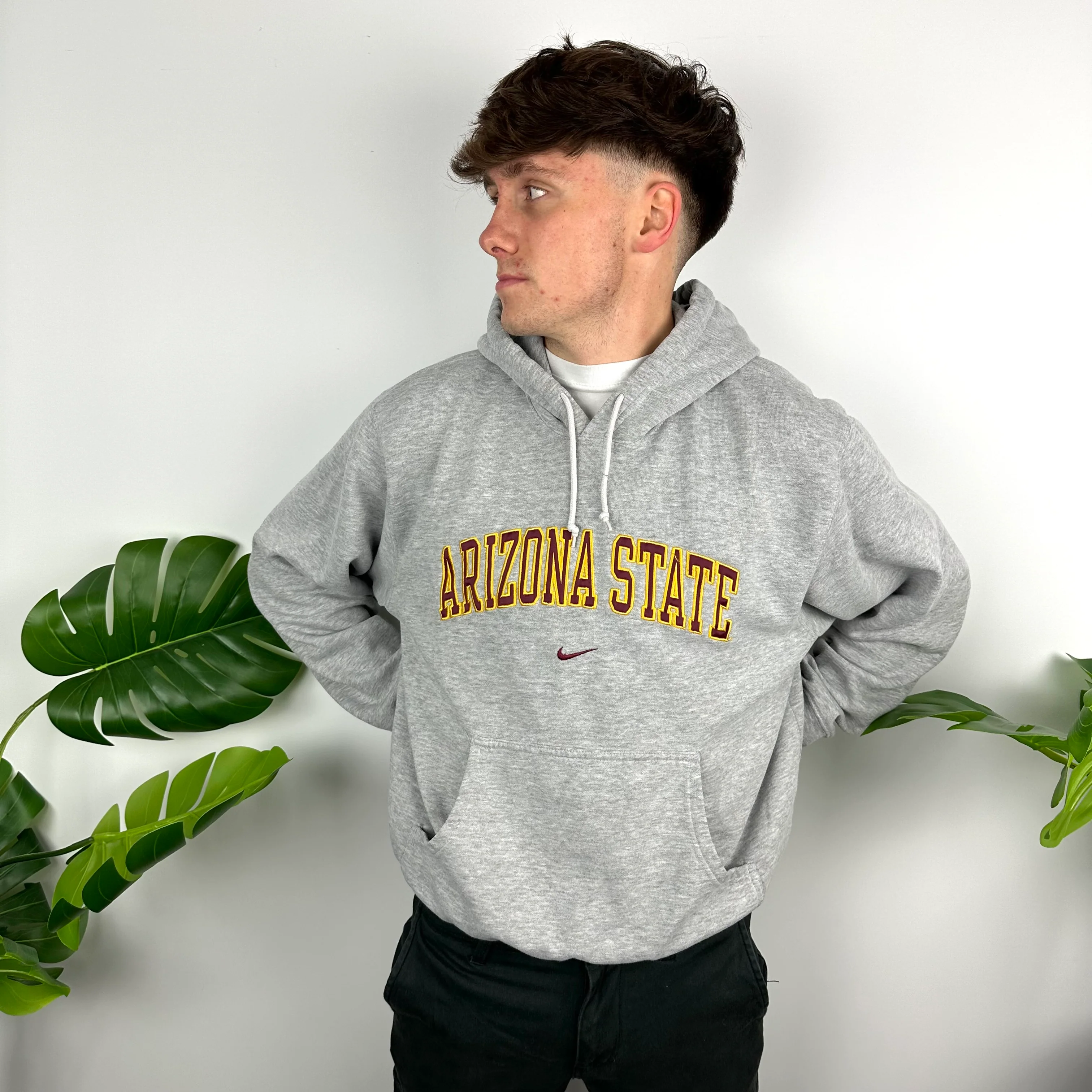 Nike x Arizona State Grey Embroidered Spell Out Hoodie (M) - Image 6
