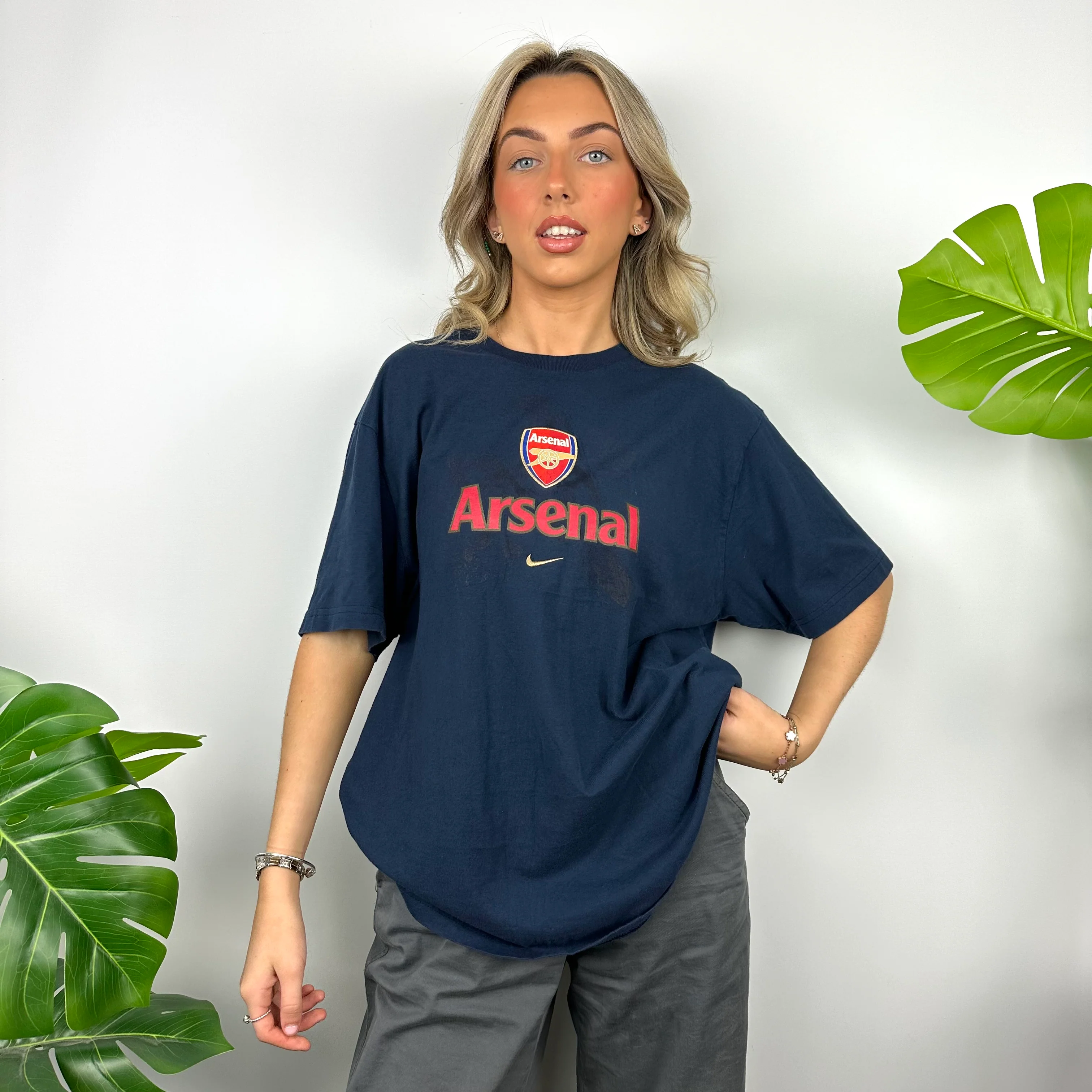 Nike x Arsenal RARE Navy Spell Out T Shirt (L) - Image 2