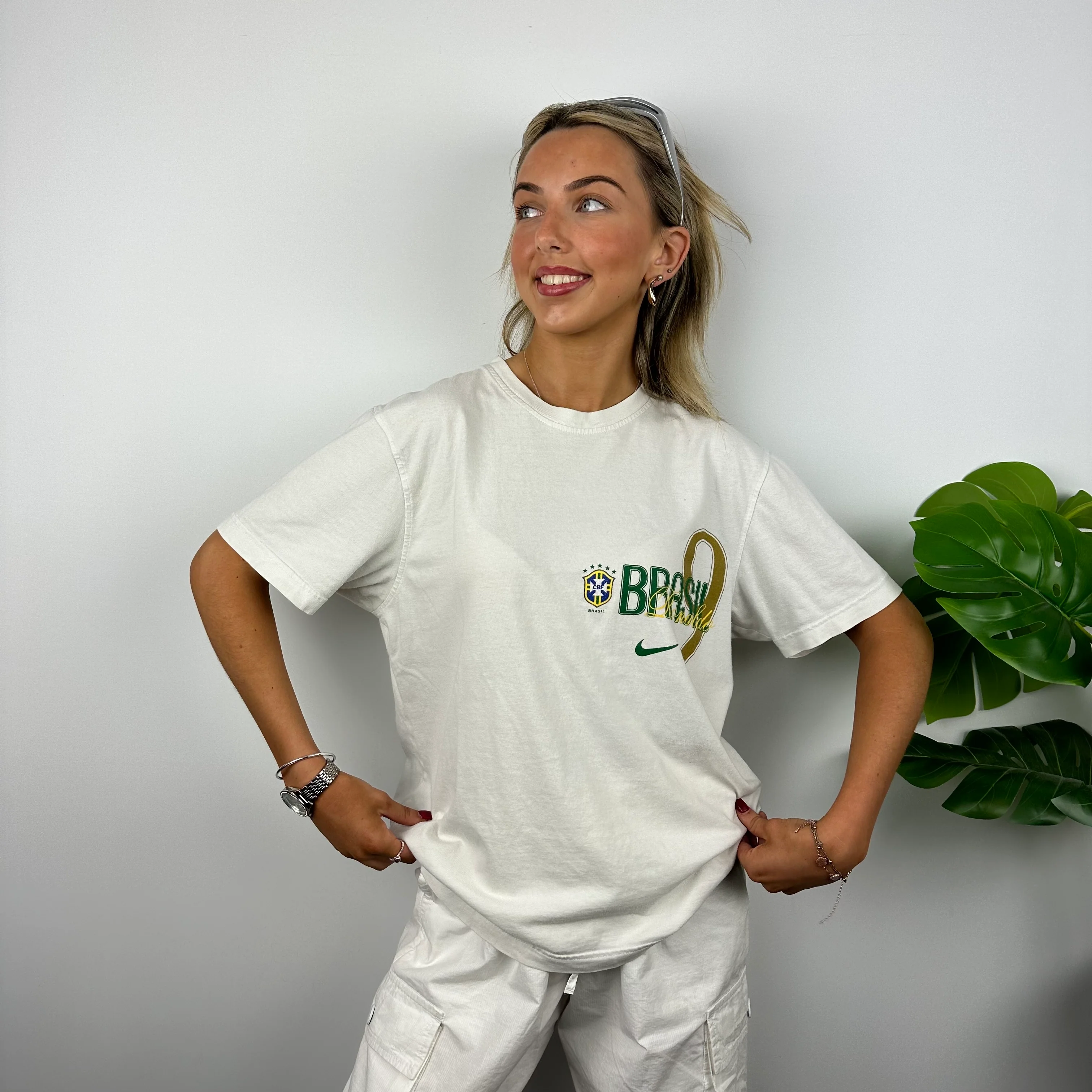 Nike X Brazil White Spell Out T Shirt (L) - Image 6