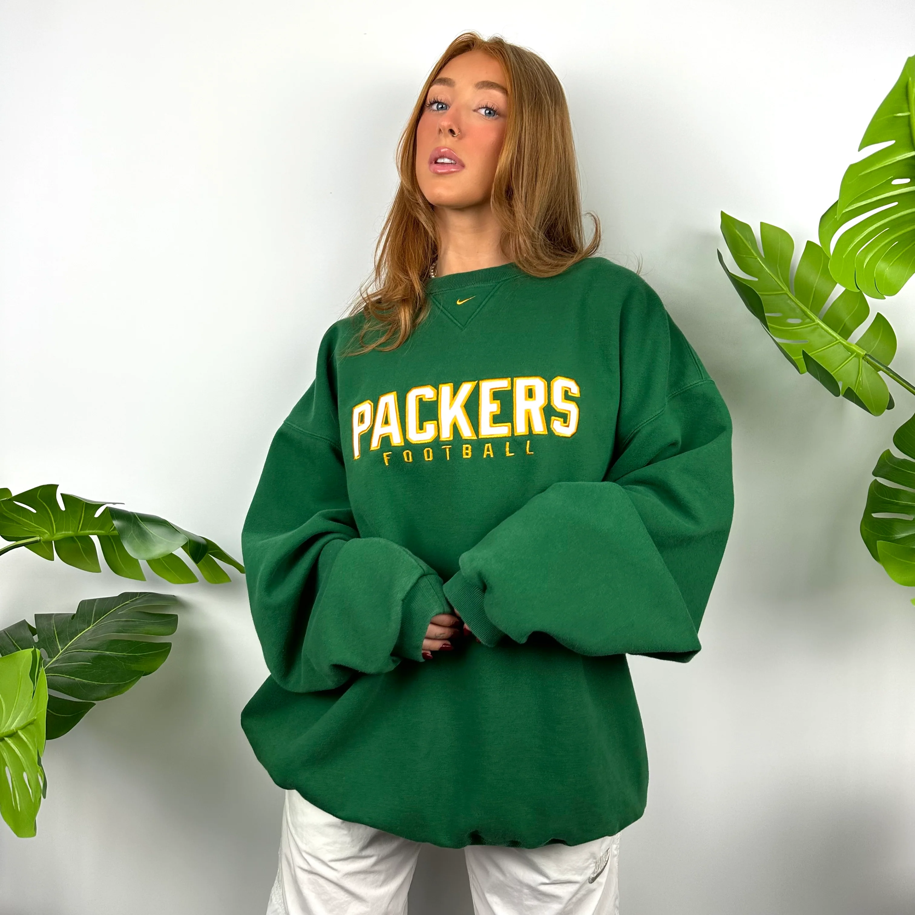 Nike x Green Bay Packers Green Embroidered Spell Out Sweatshirt (XXL) - Image 3