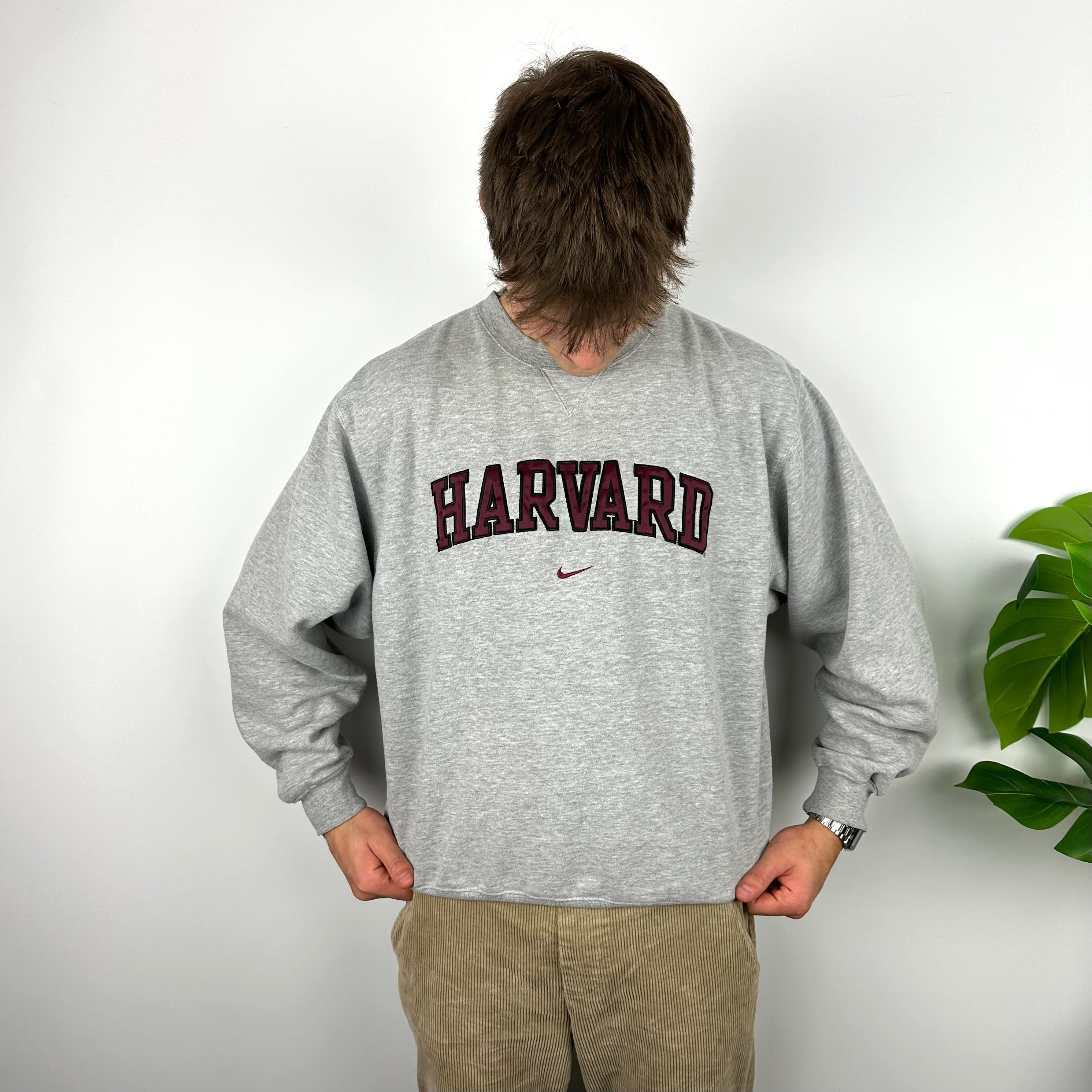 Nike x Harvard Grey Embroidered Spell Out Sweatshirt (M) - Image 2