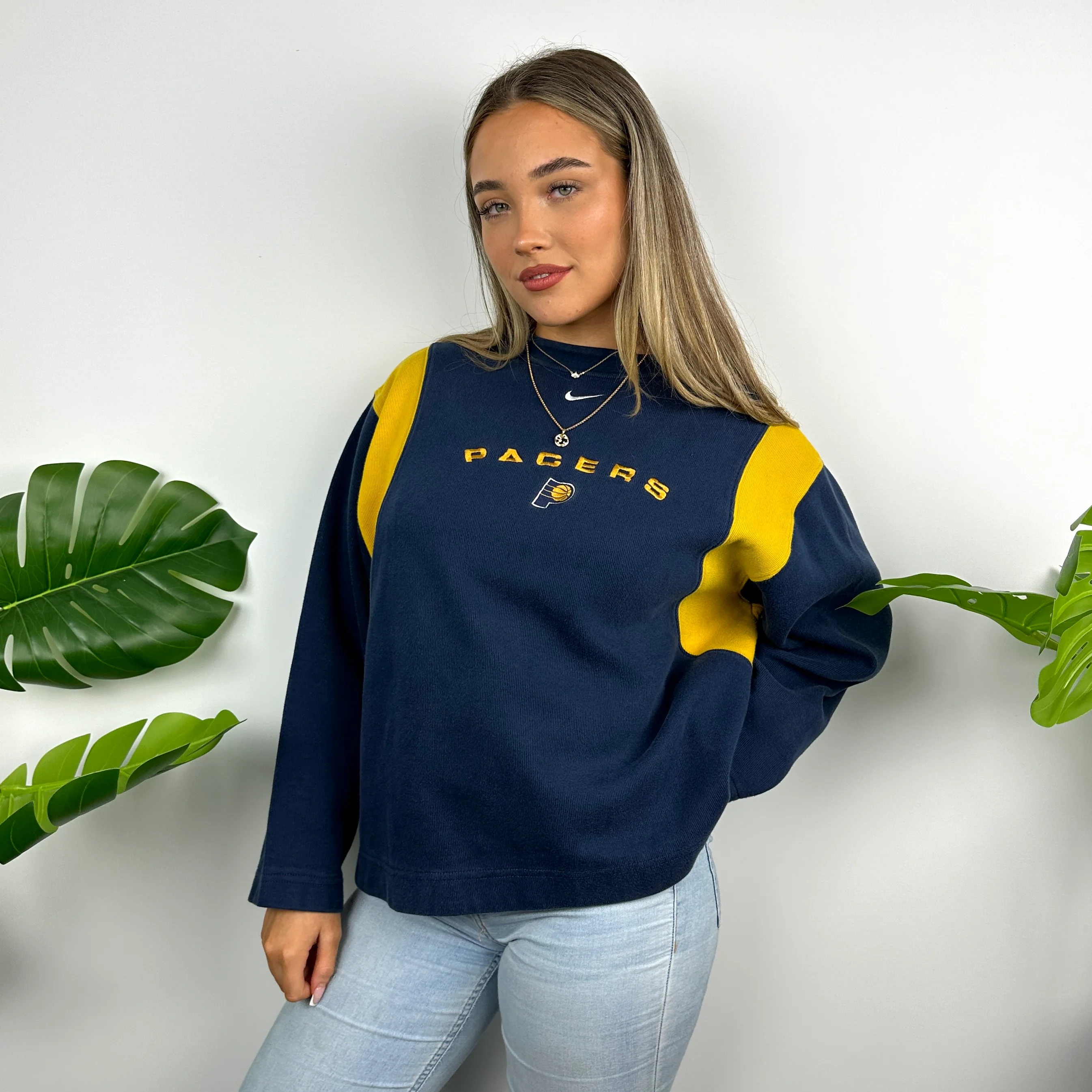 Nike x Indiana Pacers Navy Embroidered Spell Out Sweatshirt (M) - Image 2