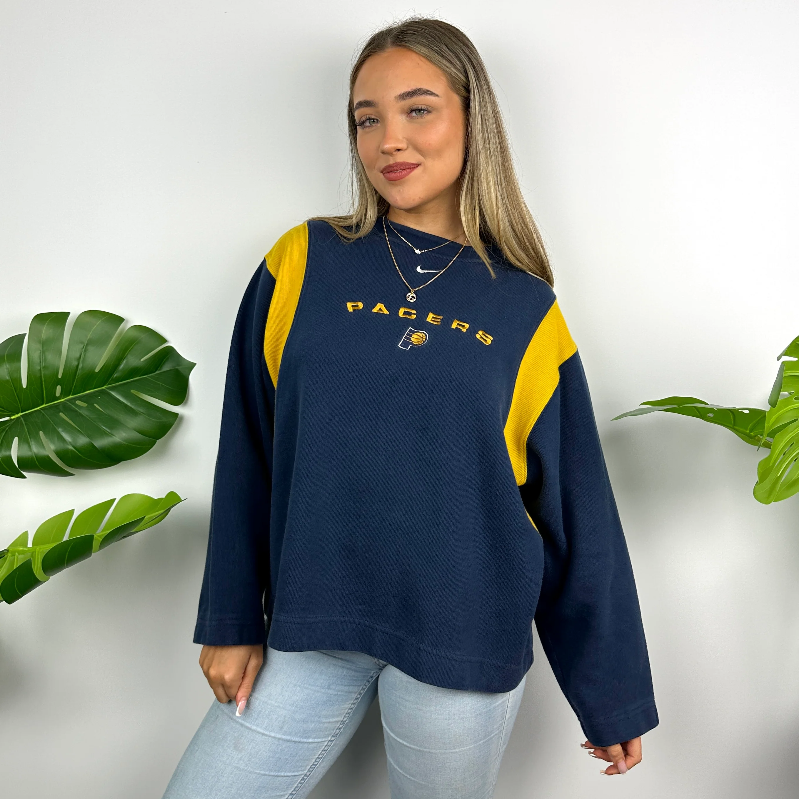 Nike x Indiana Pacers Navy Embroidered Spell Out Sweatshirt (M) - Image 3