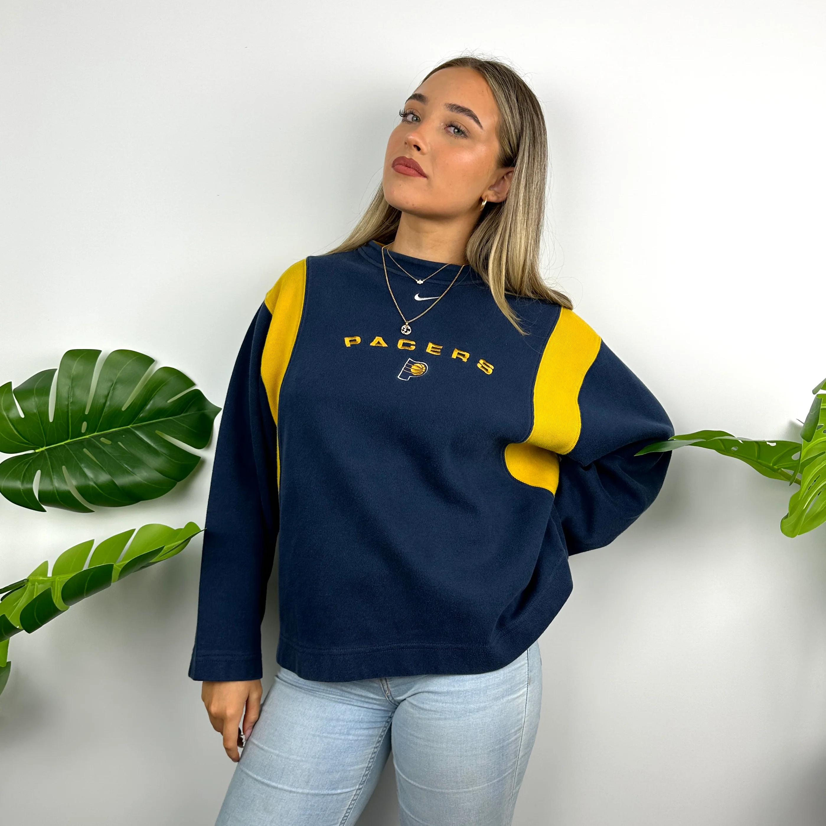 Nike x Indiana Pacers Navy Embroidered Spell Out Sweatshirt (M) - Image 7