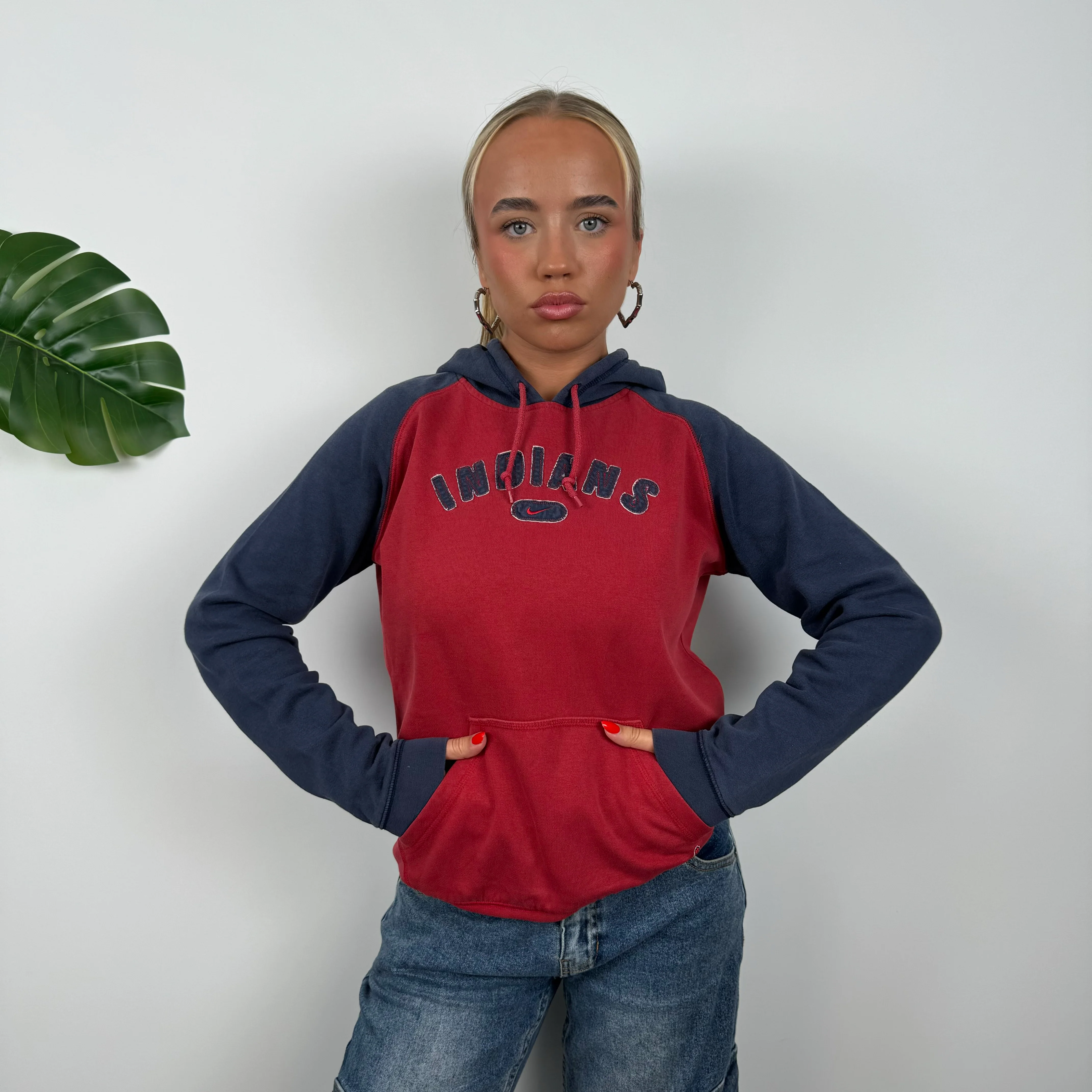 Nike x Indians Red Embroidered Spell Out Hoodie (S) - Image 3
