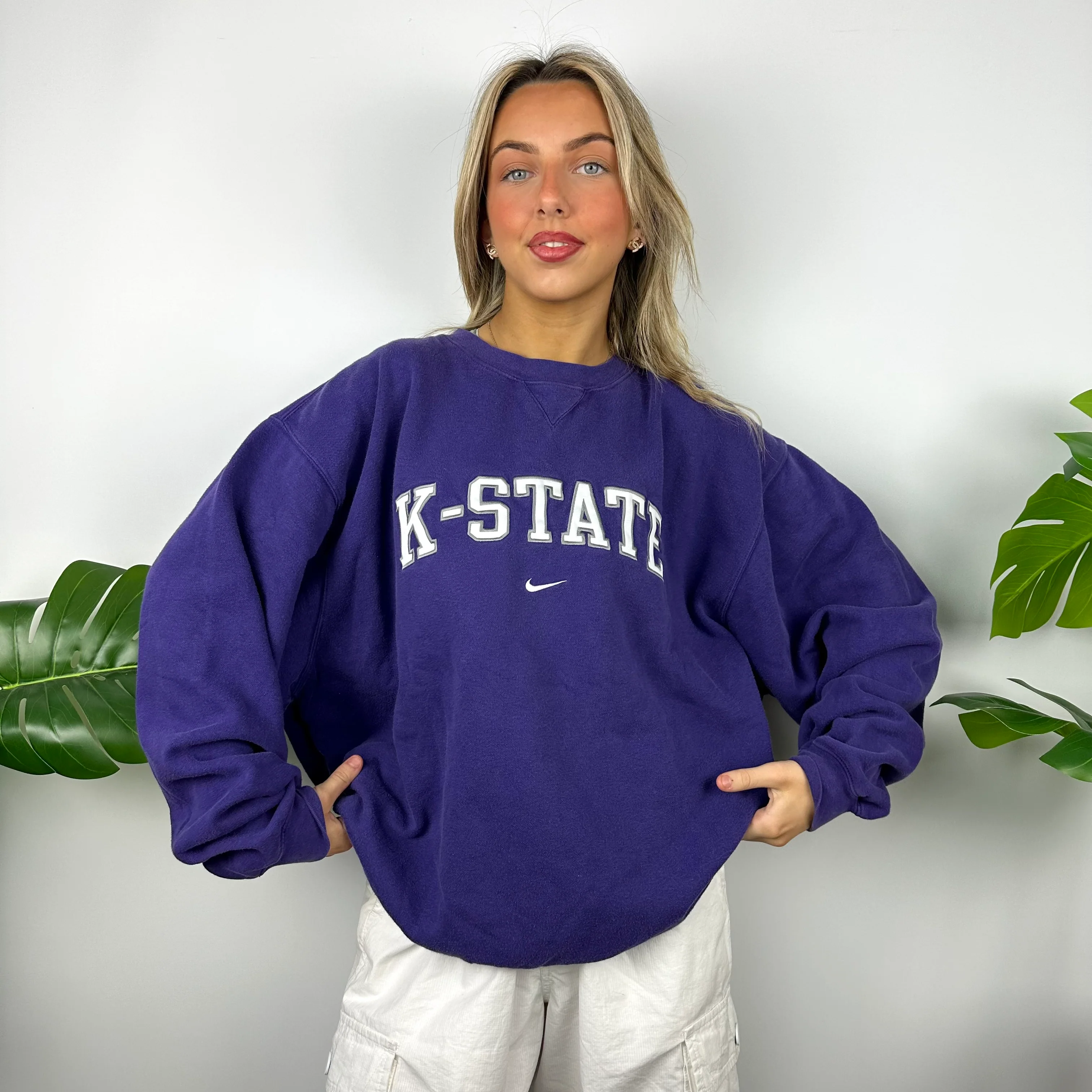 Nike x K State Purple Embroidered Spell Out Sweatshirt (M) - Image 8