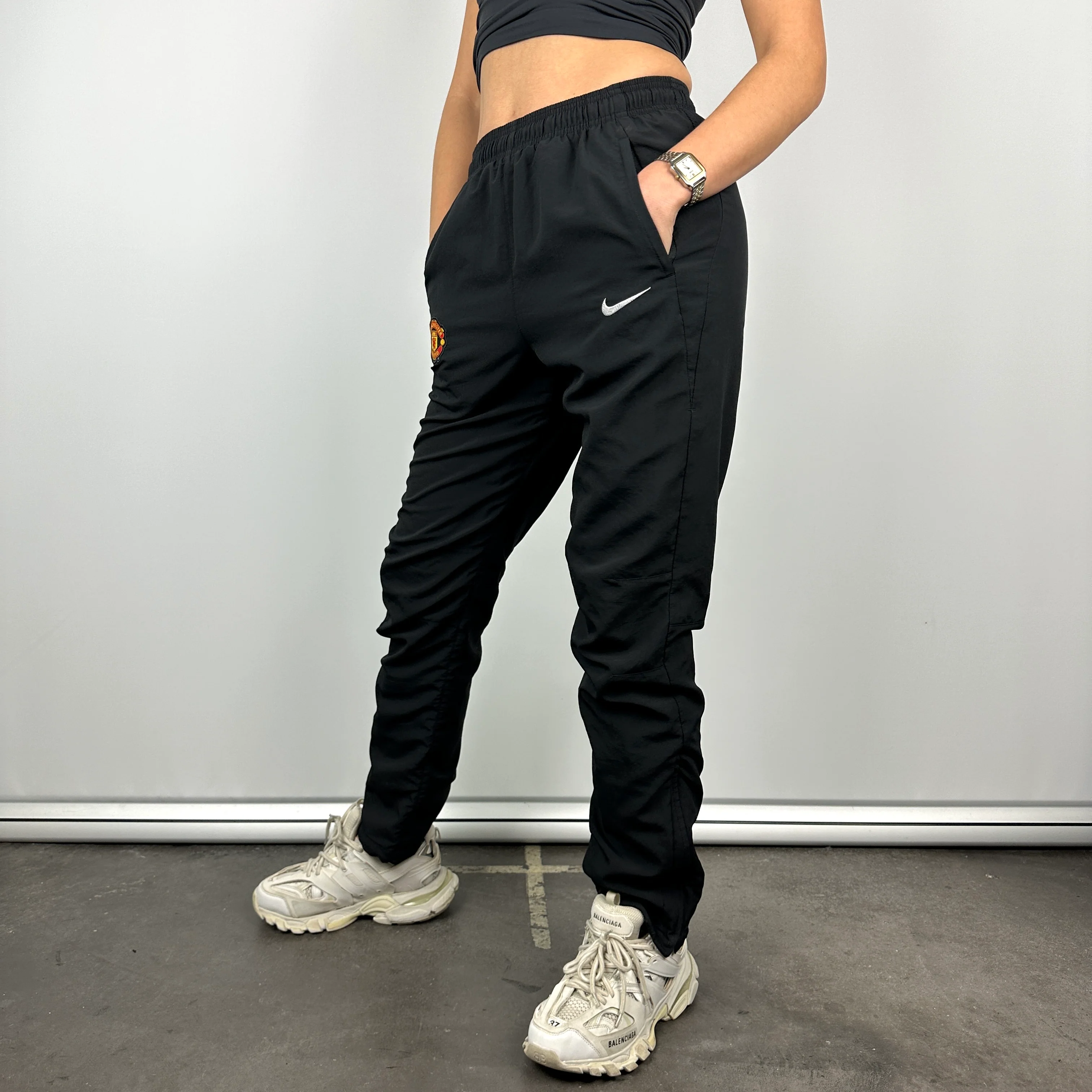 Nike X Manchester United Black Embroidered Logo Track Pants (M) - Image 4
