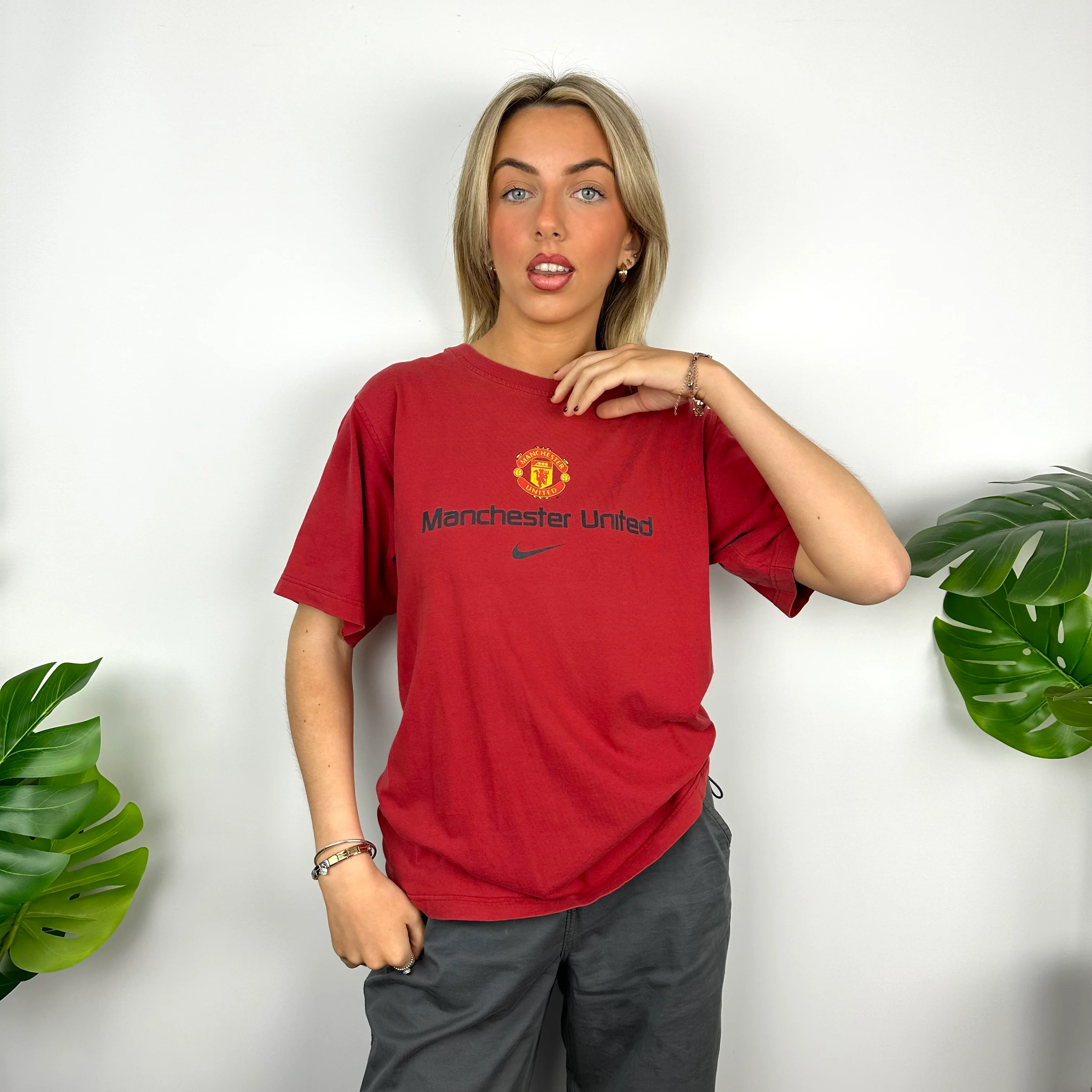 Nike x Manchester United Red Spell Out T Shirt (S) - Image 2