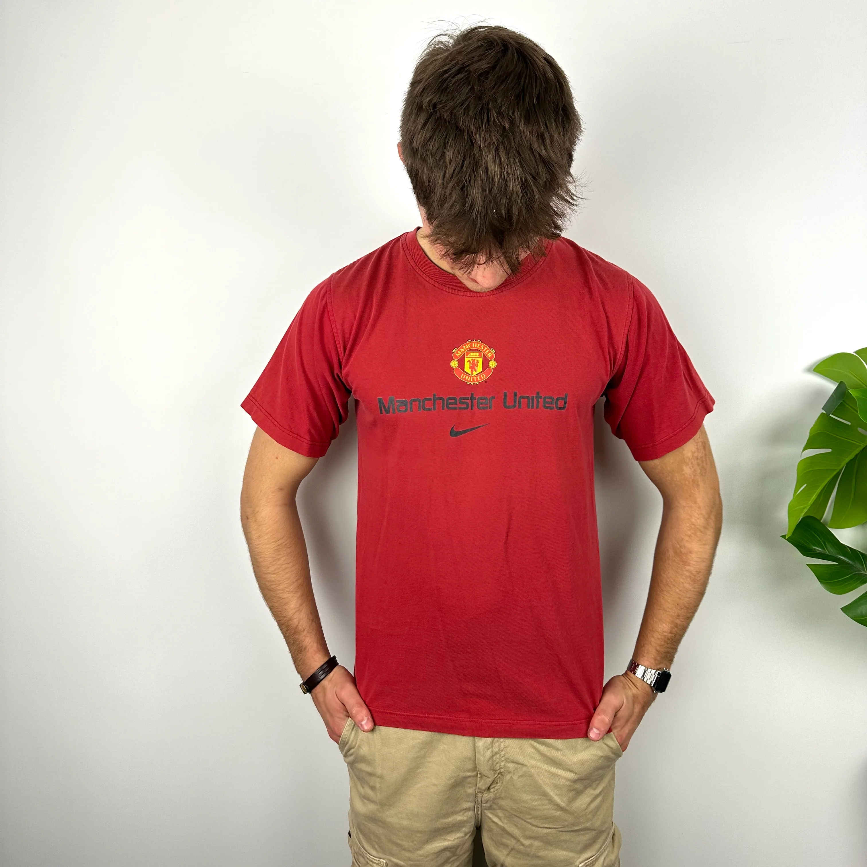 Nike x Manchester United Red Spell Out T Shirt (S) - Image 2
