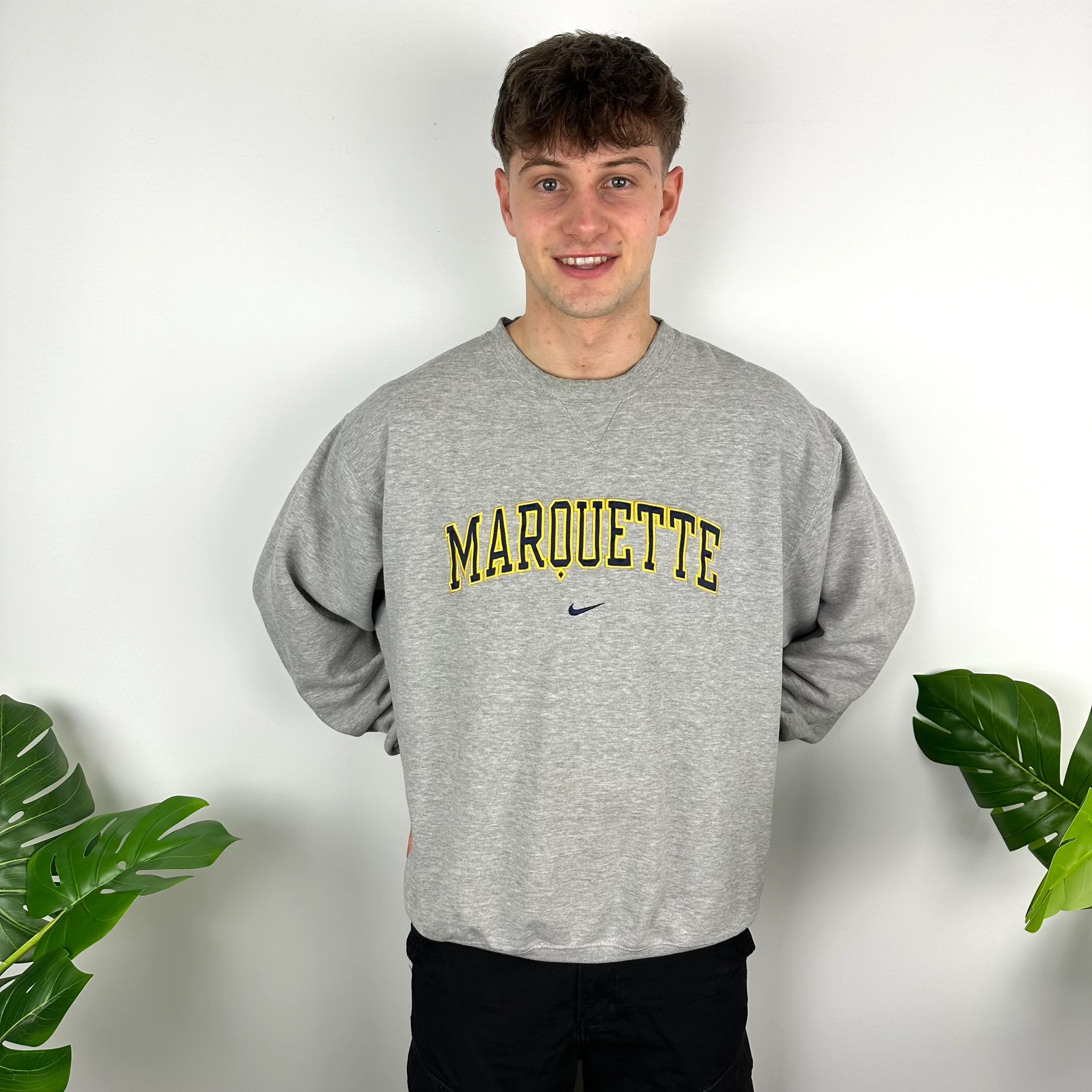 Nike x Marquette Grey Embroidered Spell Out Sweatshirt (L) - Image 6