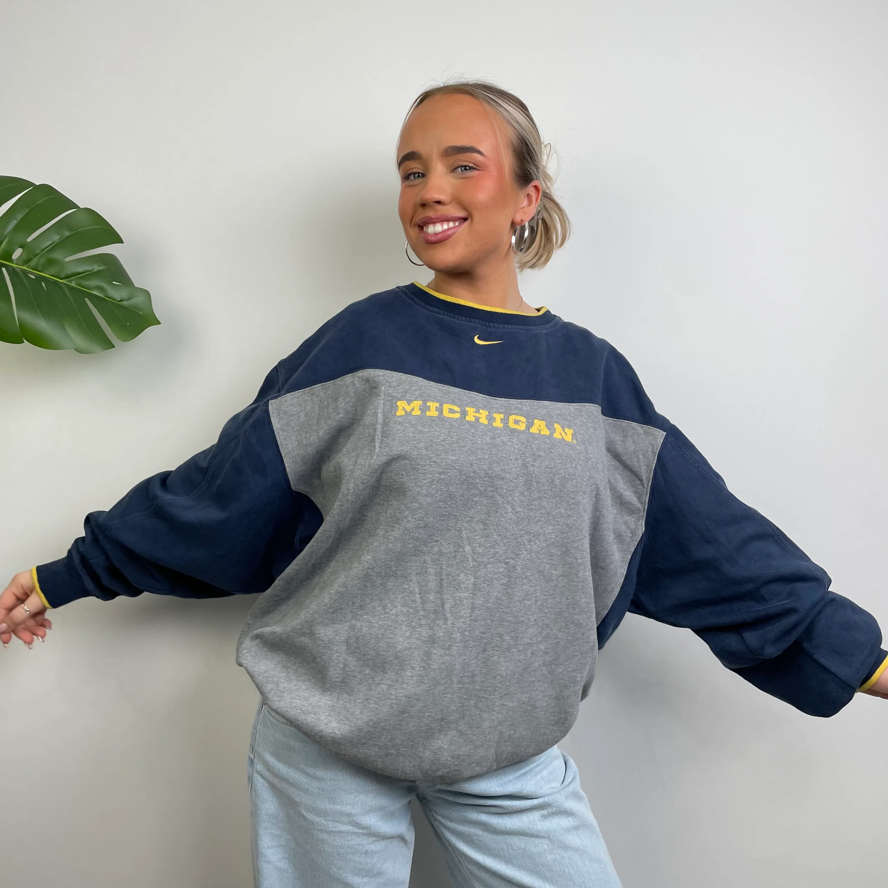 Nike x Michigan State Grey Embroidered Spell Out Sweatshirt (XL) - Image 2