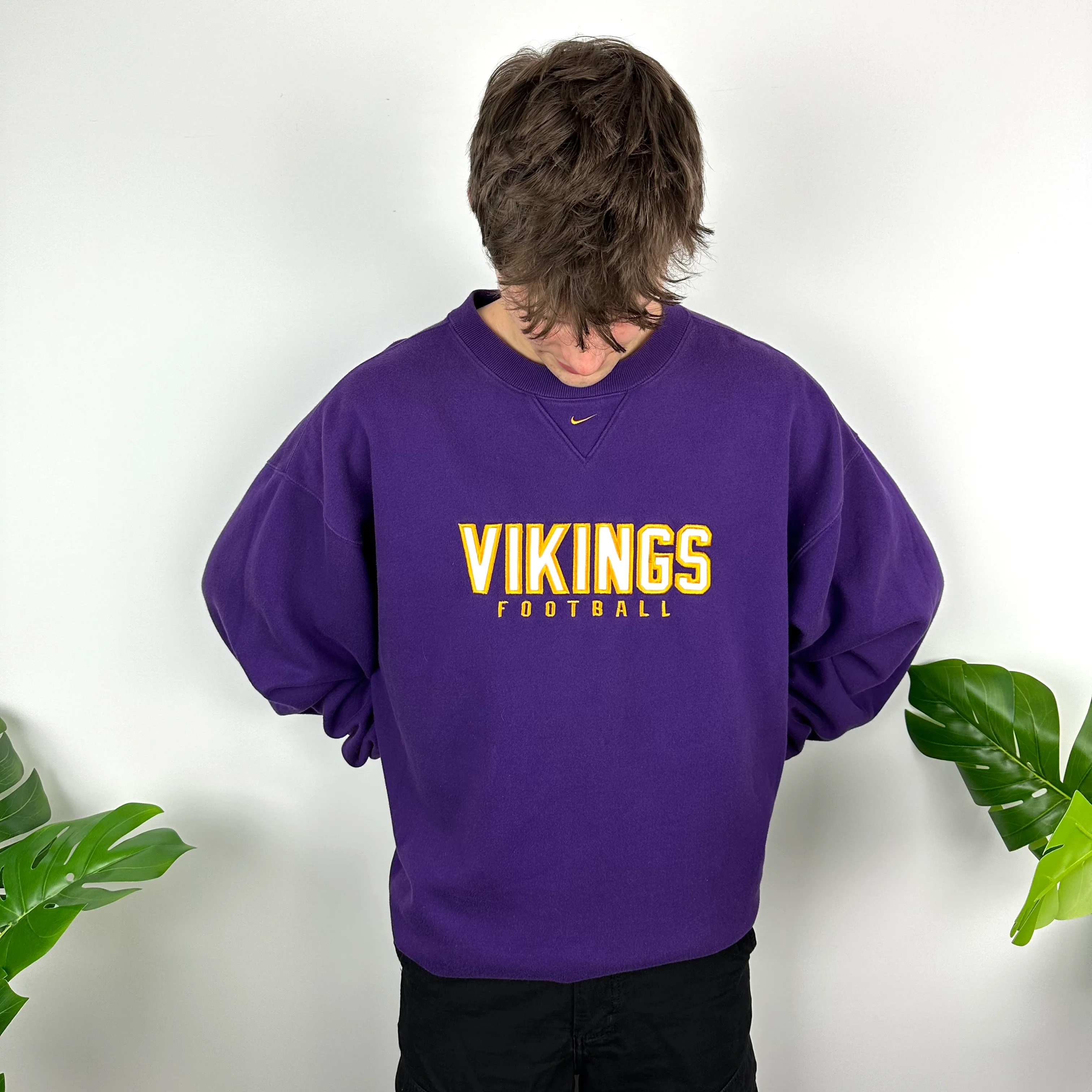 Nike x Minnesota Vikings Purple Embroidered Spell Out Sweatshirt (XL) - Image 3