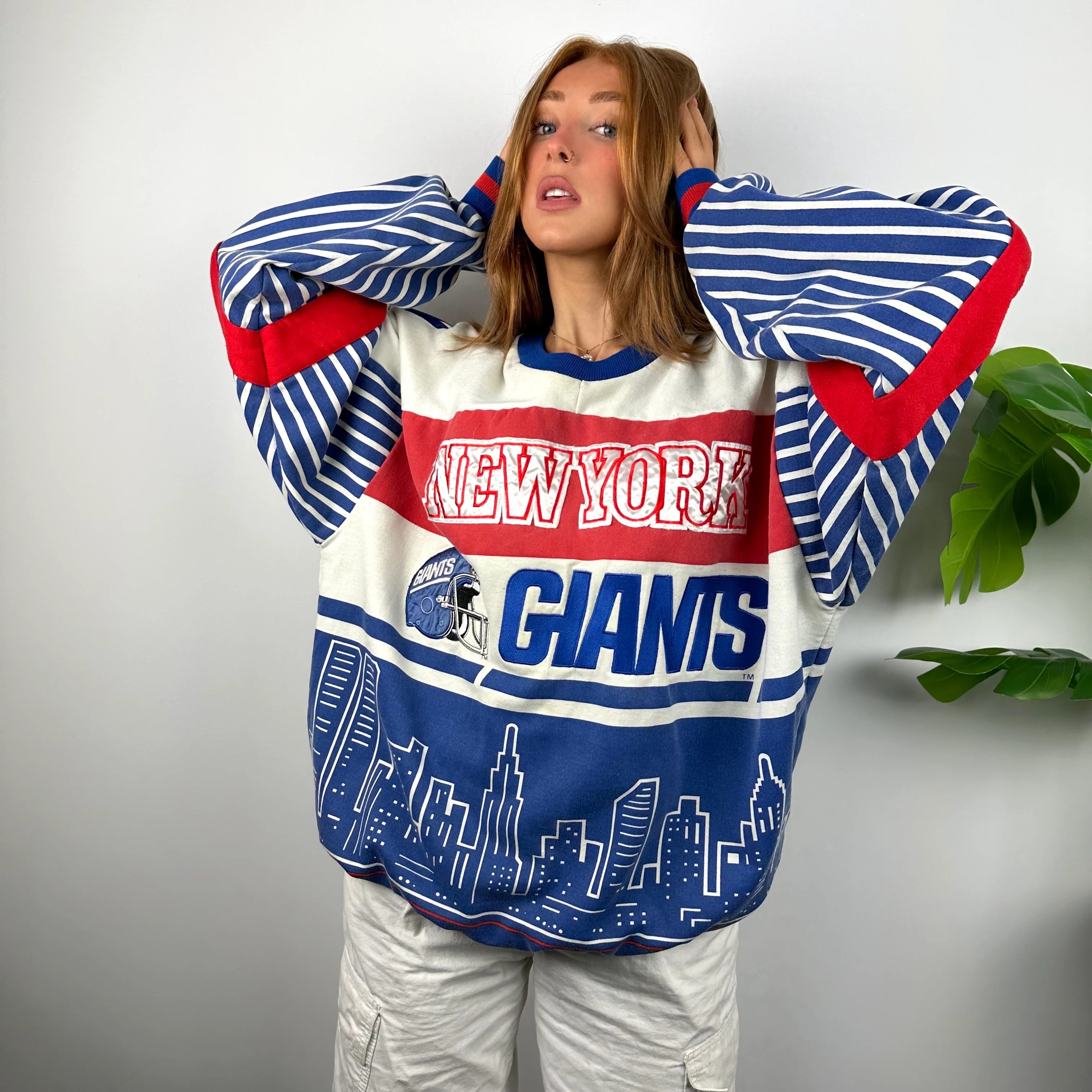 Nike x New York Giants RARE Colour Block Embroidered Spell Out Sweatshirt (L) - Image 3