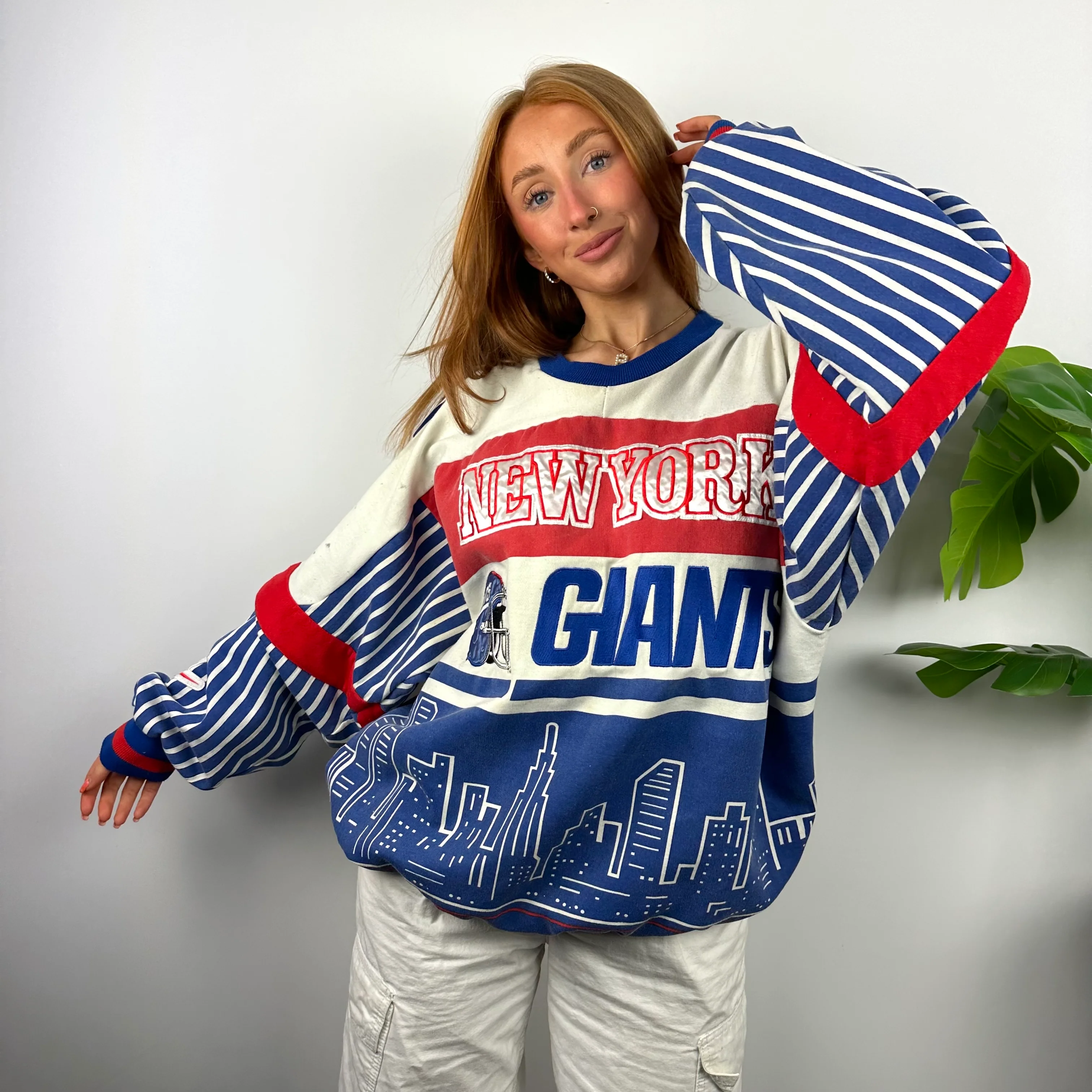 Nike x New York Giants RARE Colour Block Embroidered Spell Out Sweatshirt (L) - Image 5