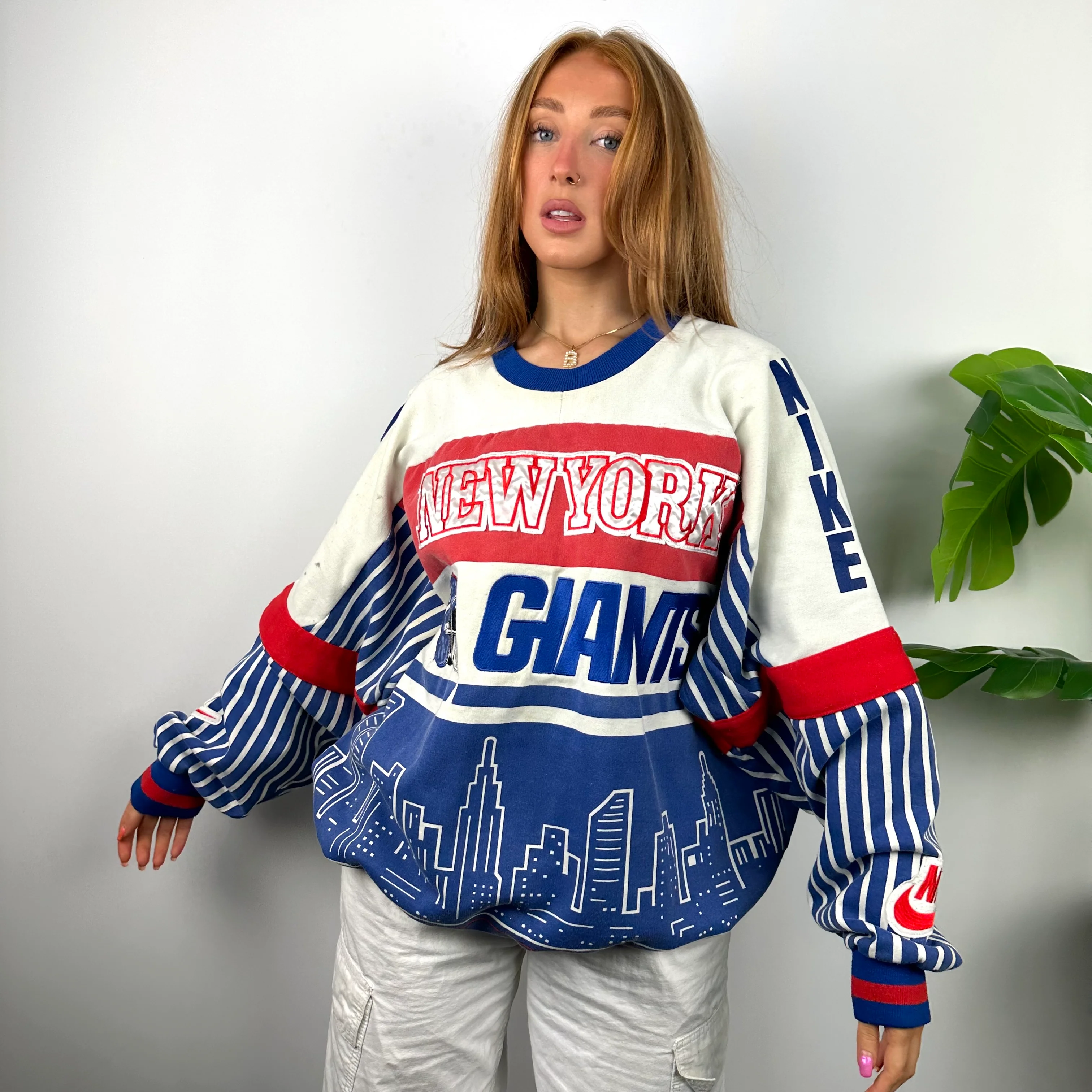 Nike x New York Giants RARE Colour Block Embroidered Spell Out Sweatshirt (L) - Image 6