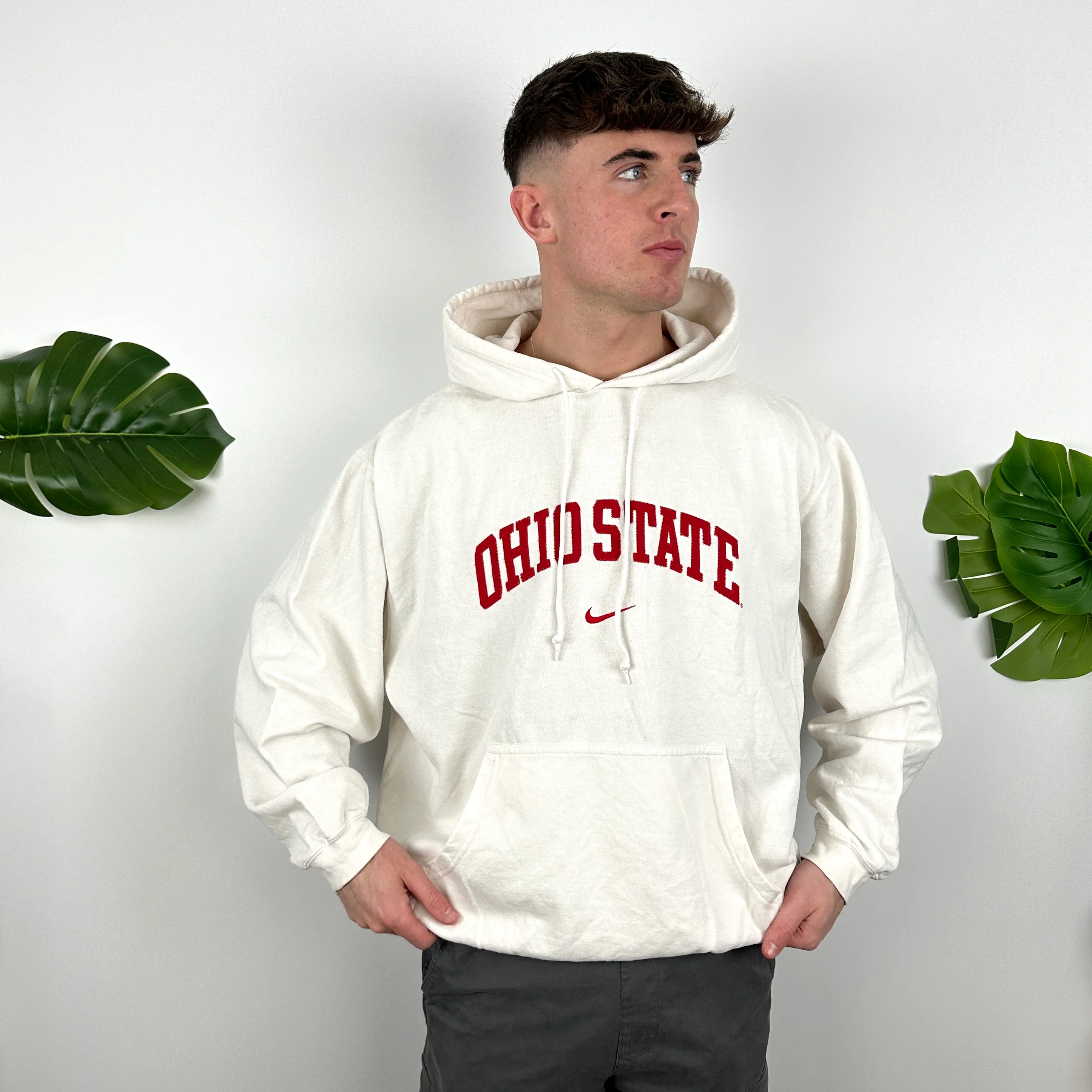 Nike x Ohio State White Embroidered Spell Out Hoodie (XL) - Image 2