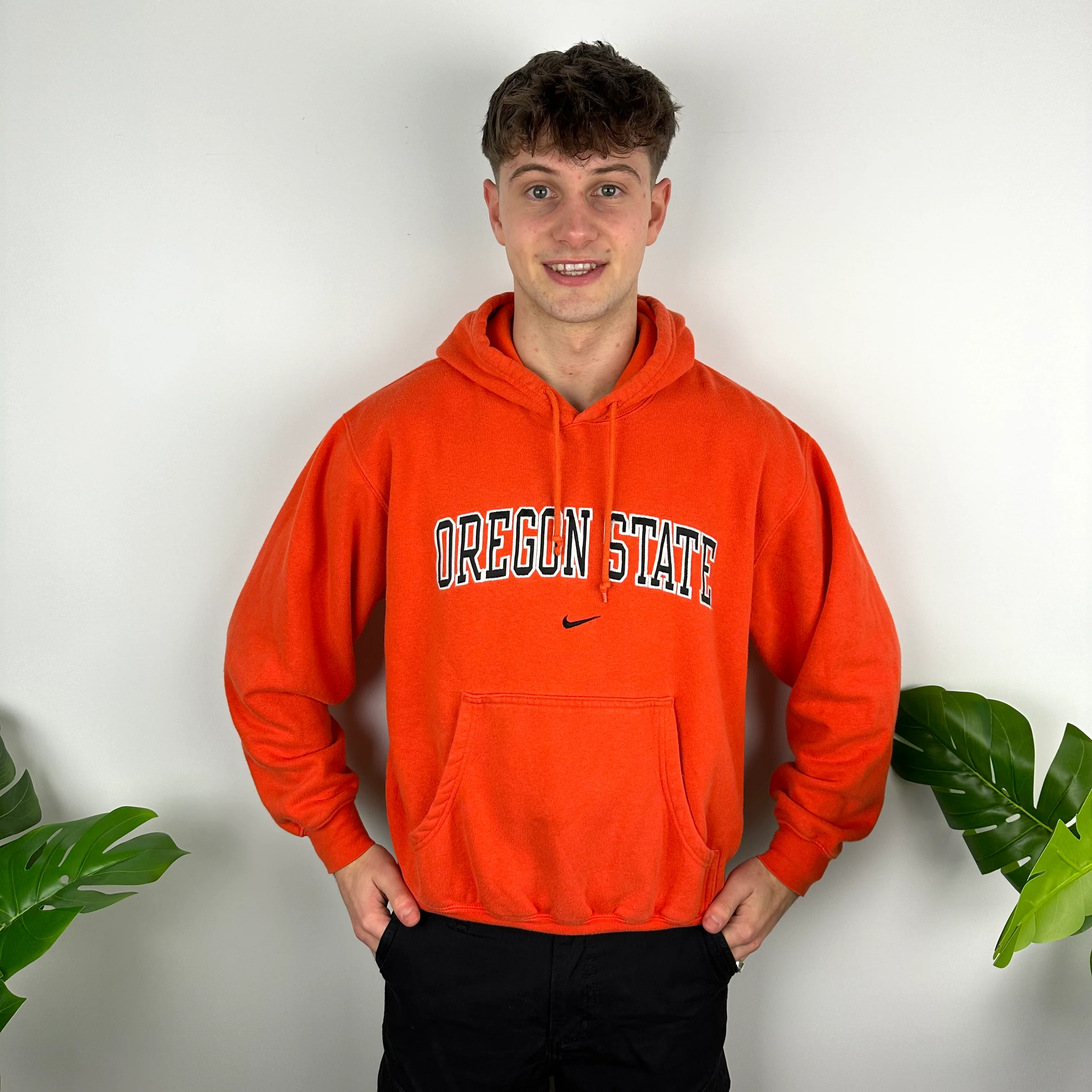 Nike x Oregon State Orange Embroidered Spell Out Hoodie (S) - Image 3