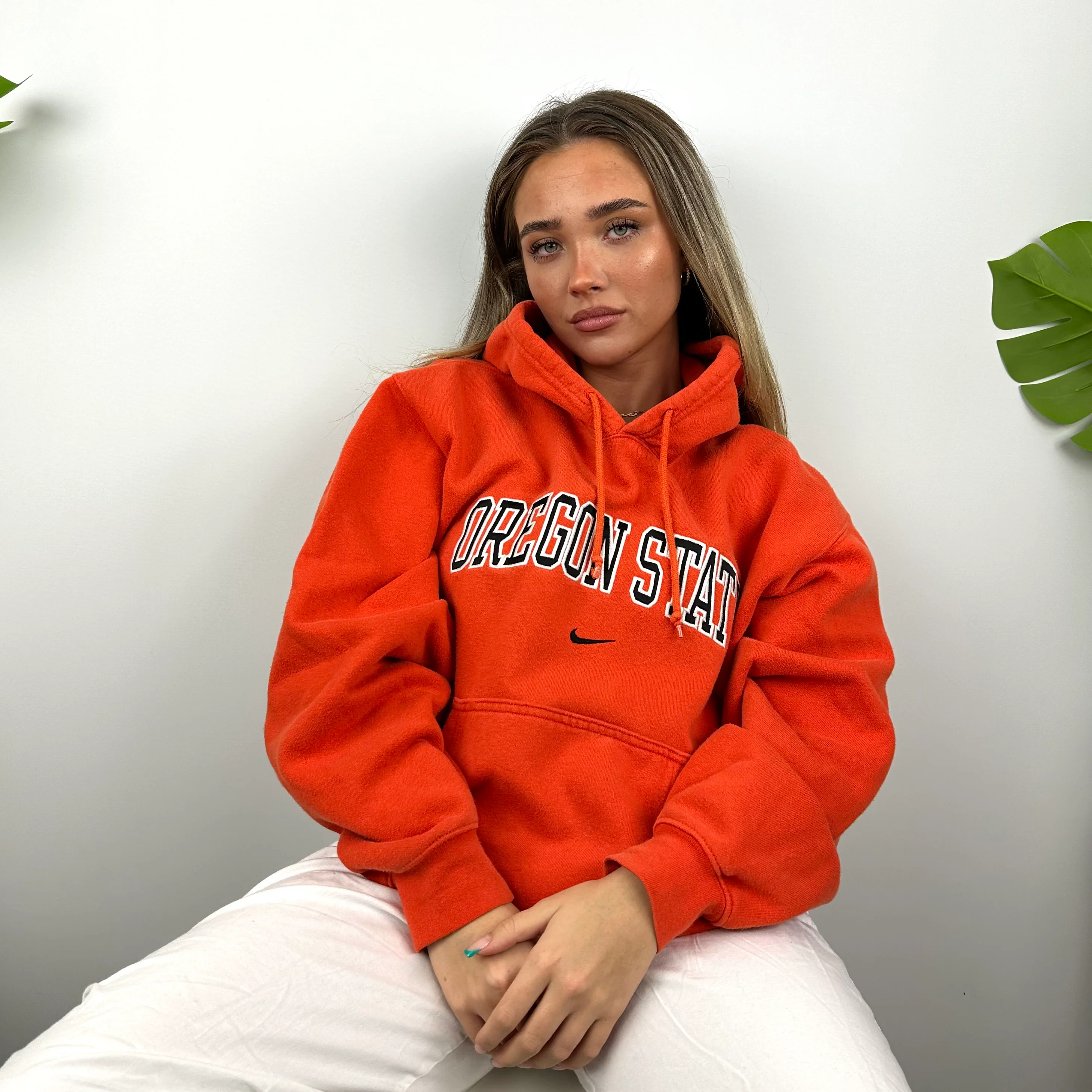 Nike x Oregon State Orange Embroidered Spell Out Hoodie (S) - Image 5