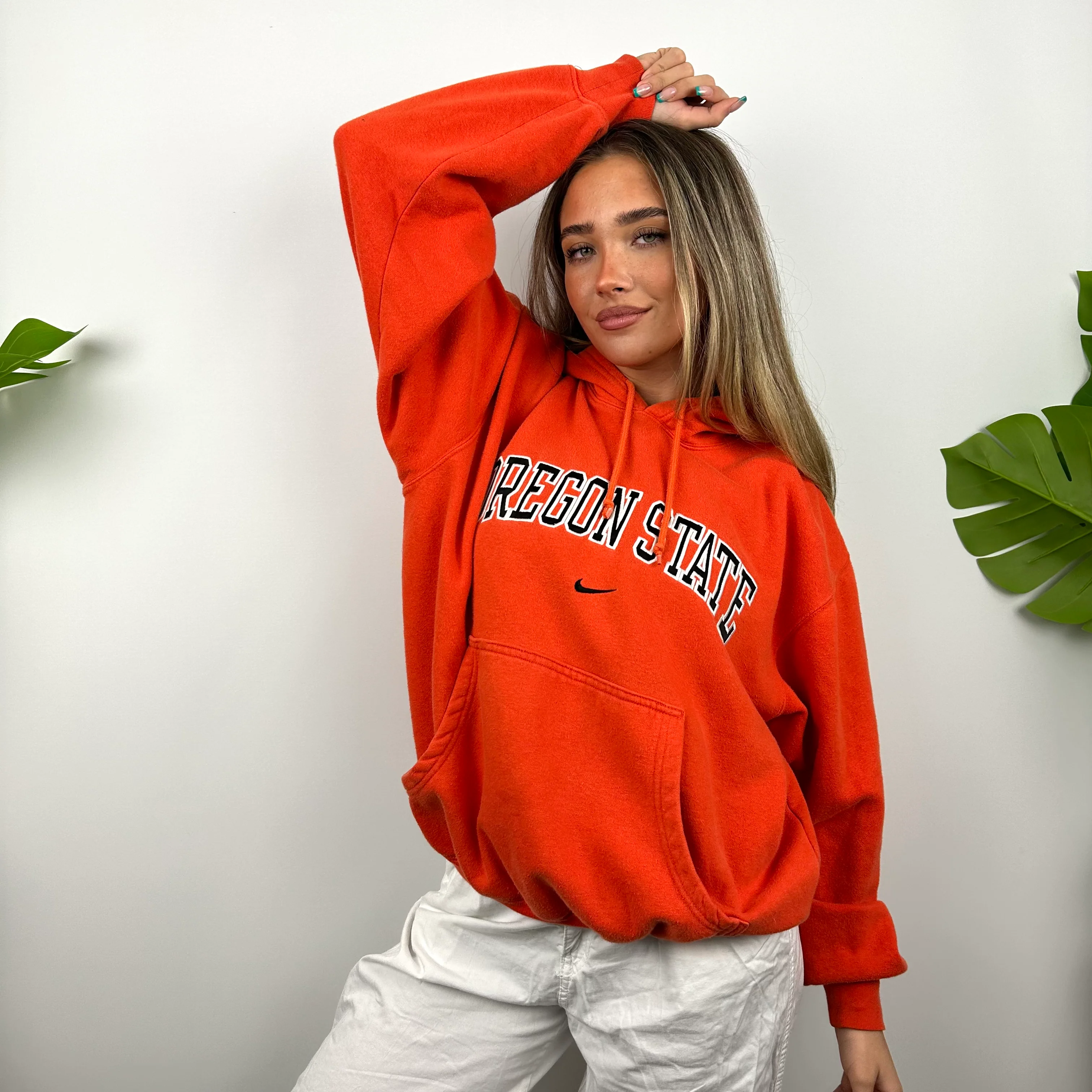 Nike x Oregon State Orange Embroidered Spell Out Hoodie (S) - Image 8