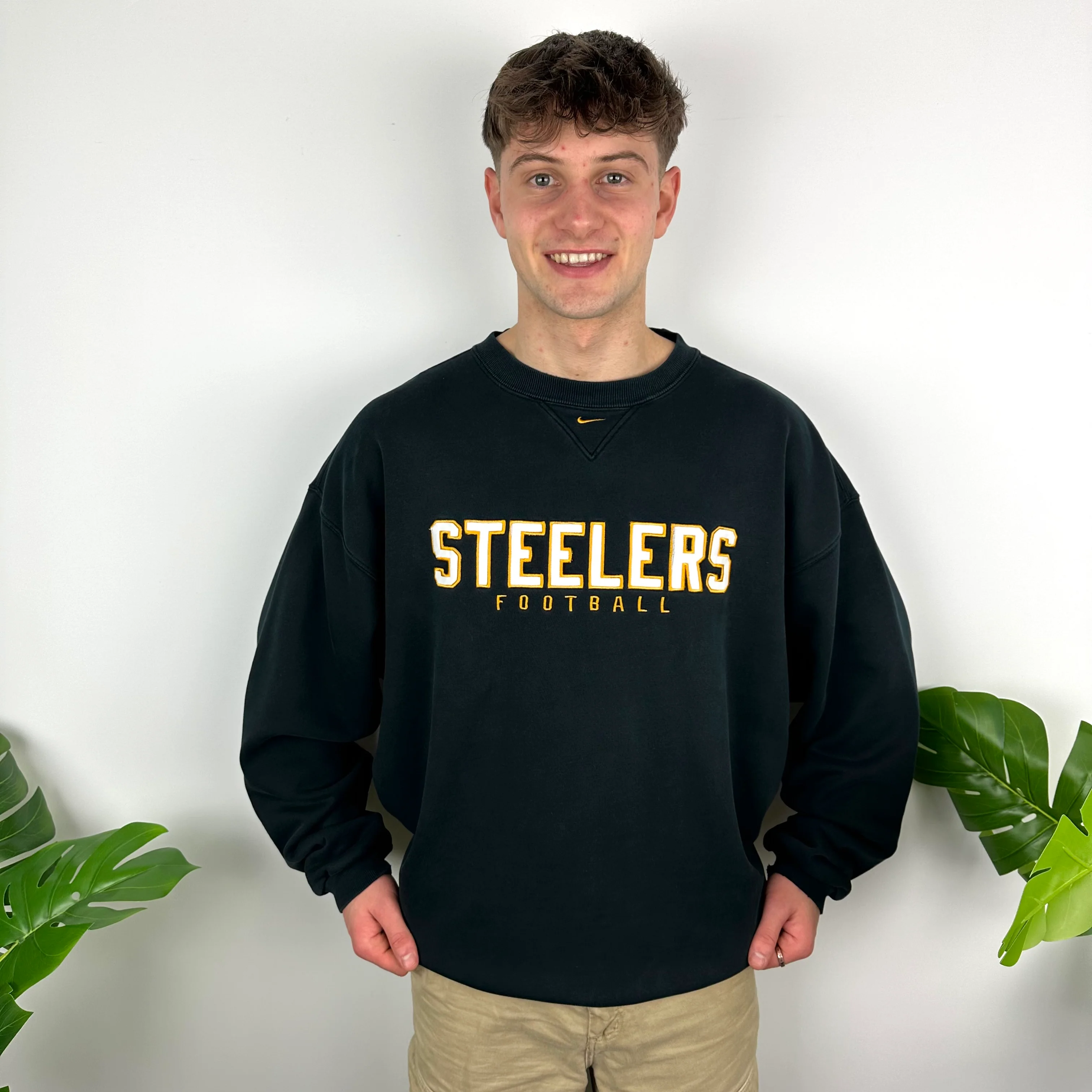 Nike X Pittsburgh Steelers Black Embroidered Spell Out Sweatshirt (XL) - Image 3