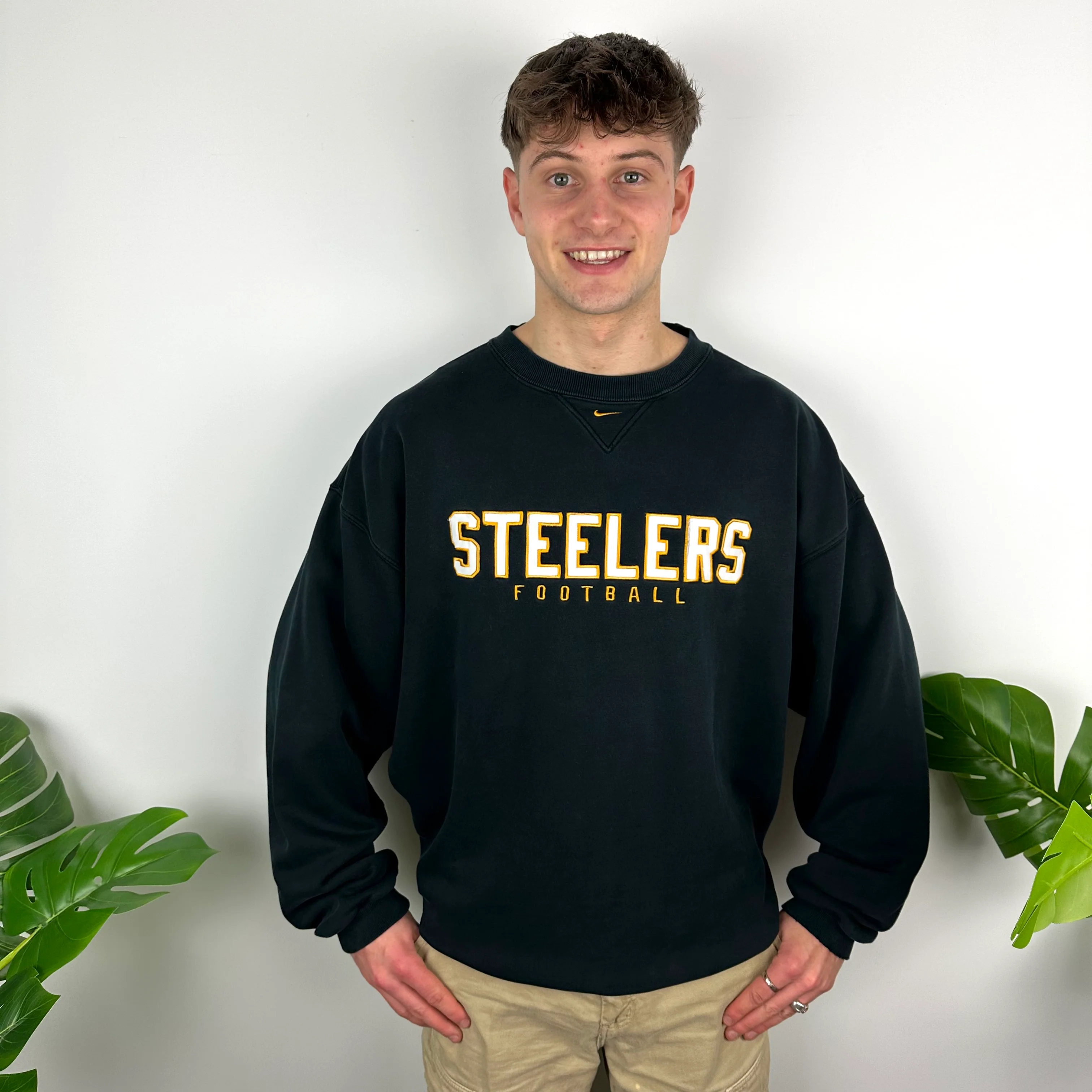 Nike X Pittsburgh Steelers Black Embroidered Spell Out Sweatshirt (XL) - Image 5