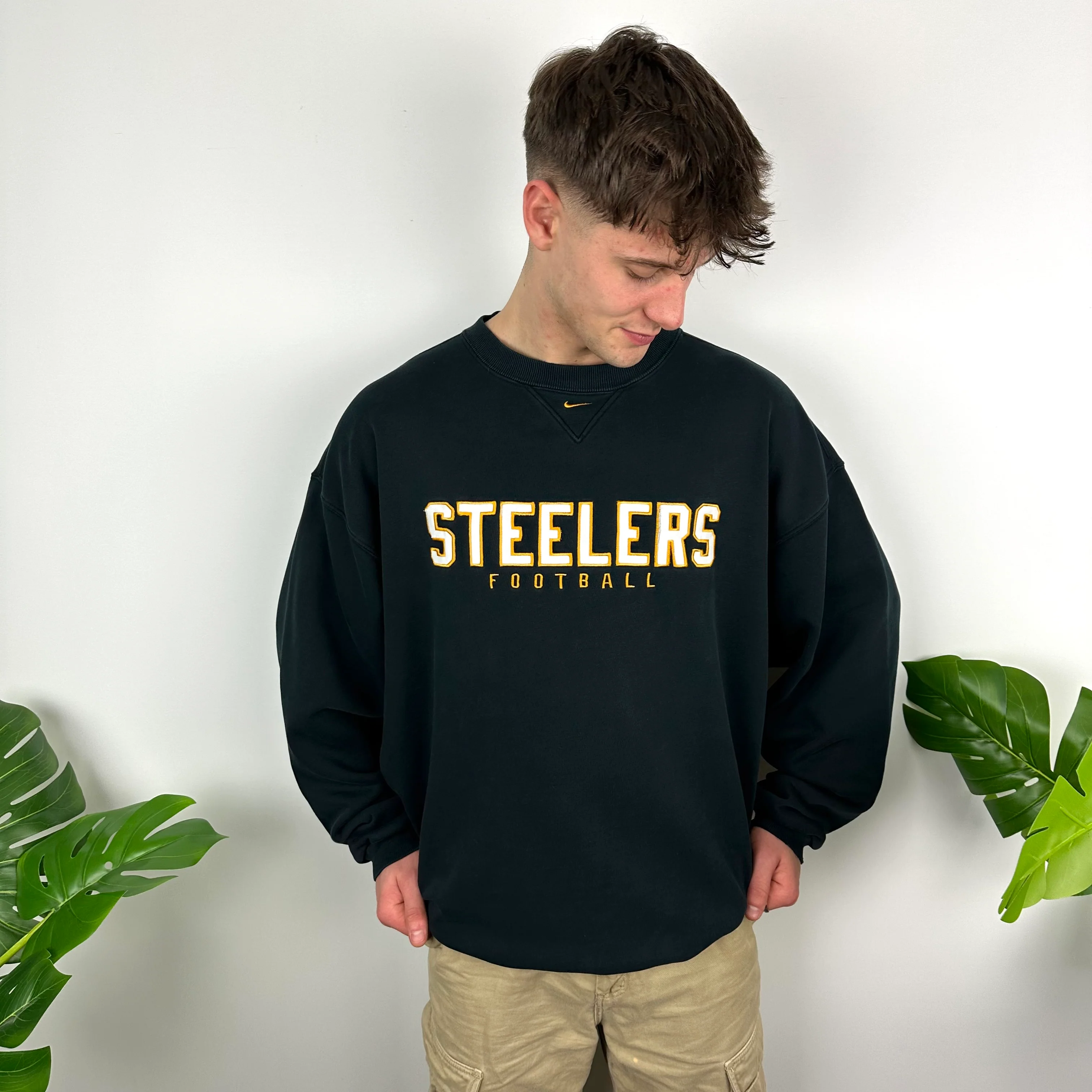 Nike X Pittsburgh Steelers Black Embroidered Spell Out Sweatshirt (XL) - Image 8