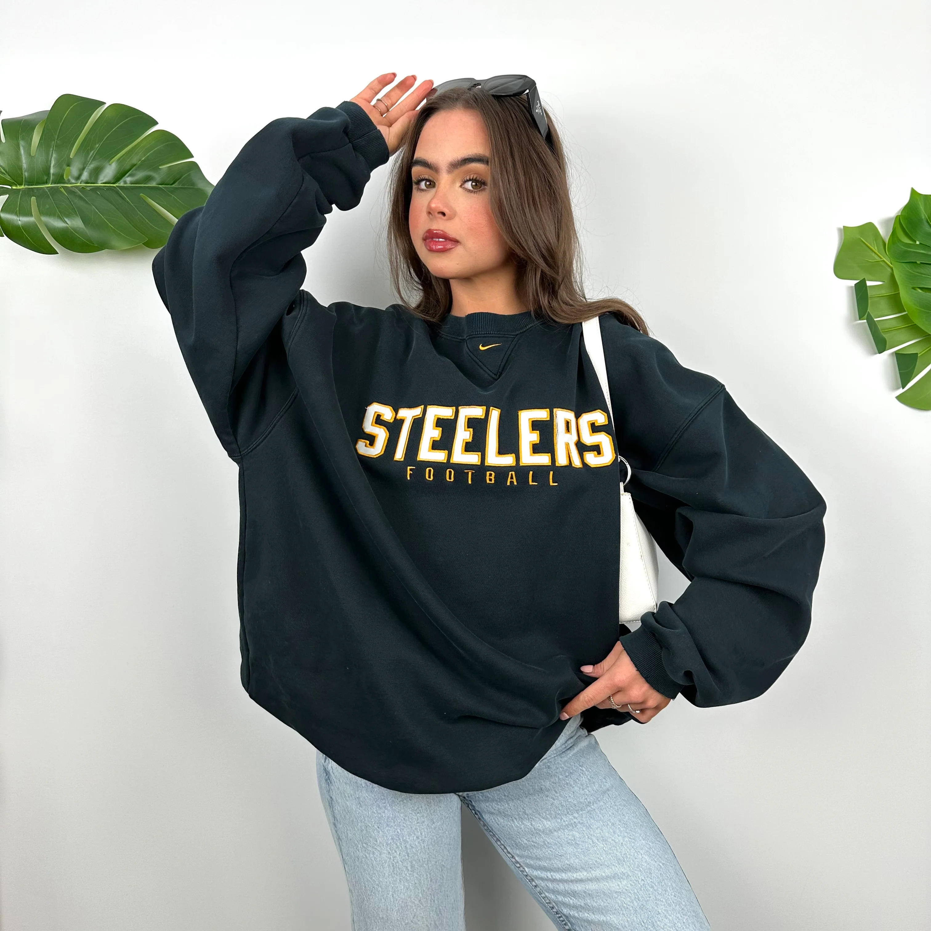 Nike X Pittsburgh Steelers Black Embroidered Spell Out Sweatshirt (XL) - Image 2