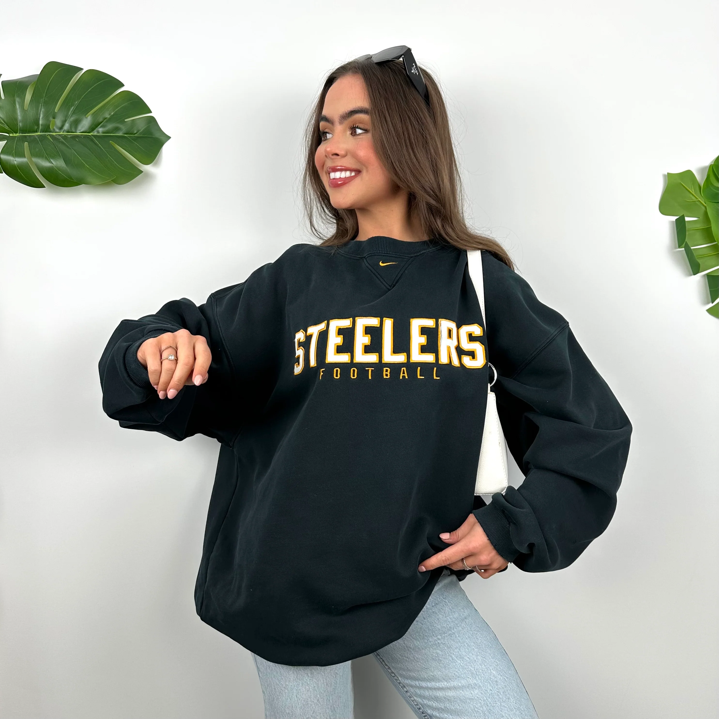 Nike X Pittsburgh Steelers Black Embroidered Spell Out Sweatshirt (XL) - Image 3