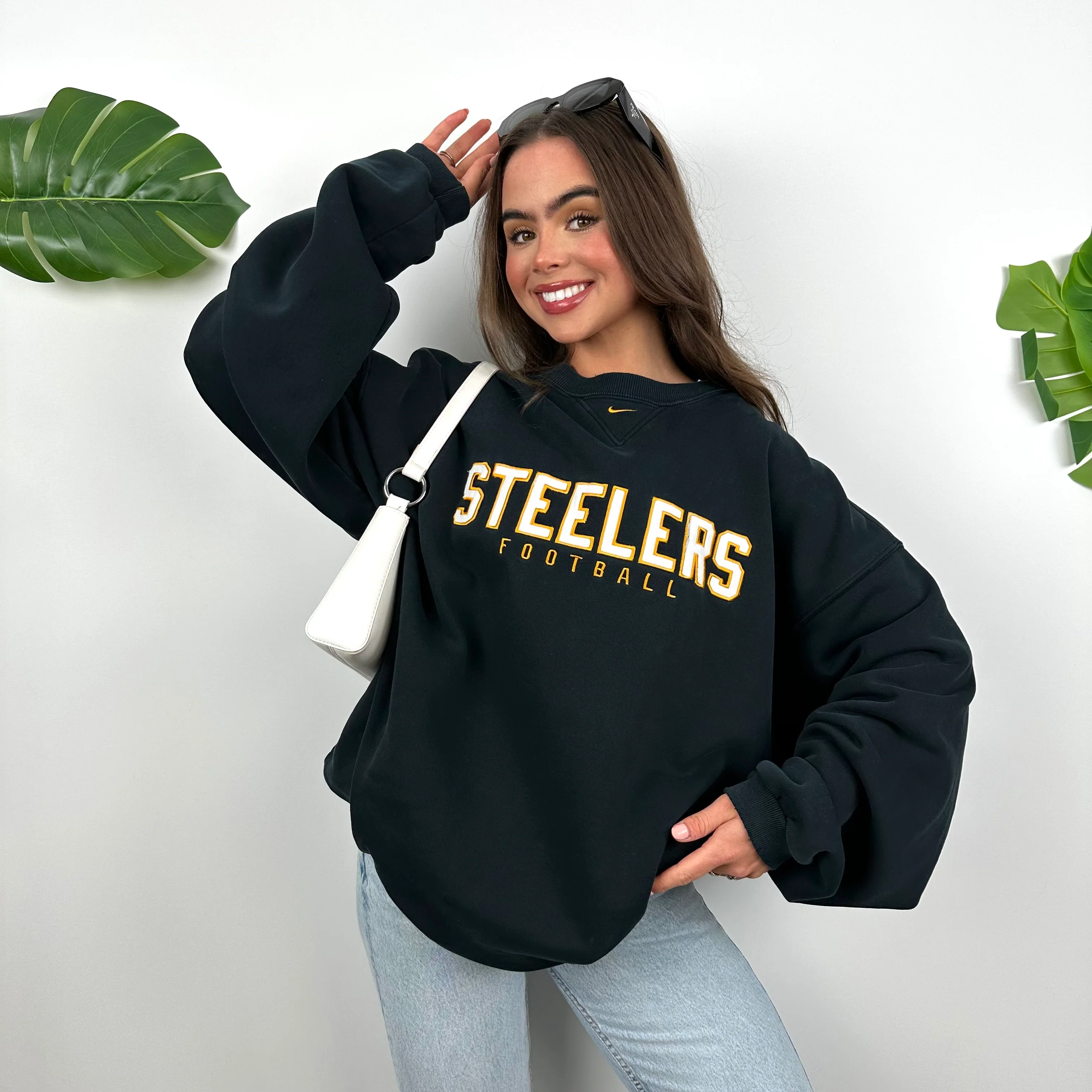 Nike X Pittsburgh Steelers Black Embroidered Spell Out Sweatshirt (XL) - Image 4