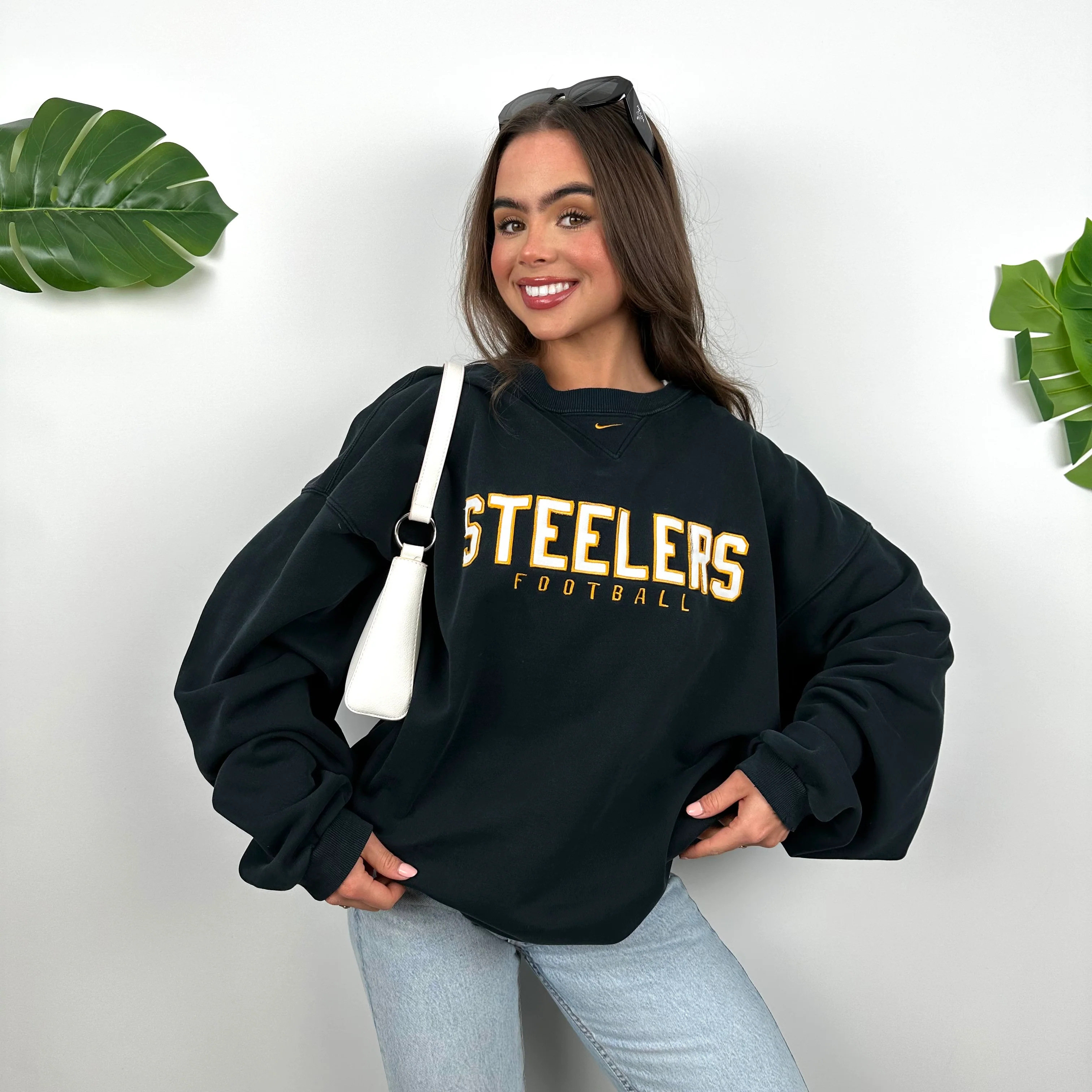 Nike X Pittsburgh Steelers Black Embroidered Spell Out Sweatshirt (XL) - Image 5