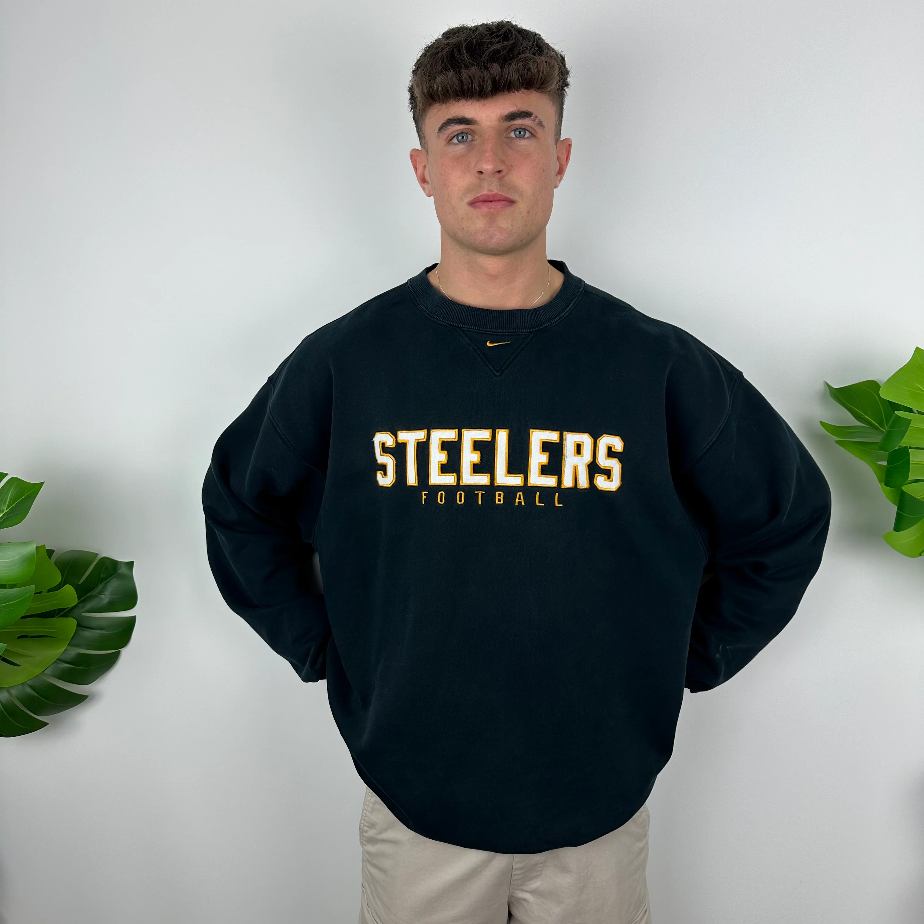 Nike X Pittsburgh Steelers Black Embroidered Spell Out Sweatshirt (XL) - Image 3