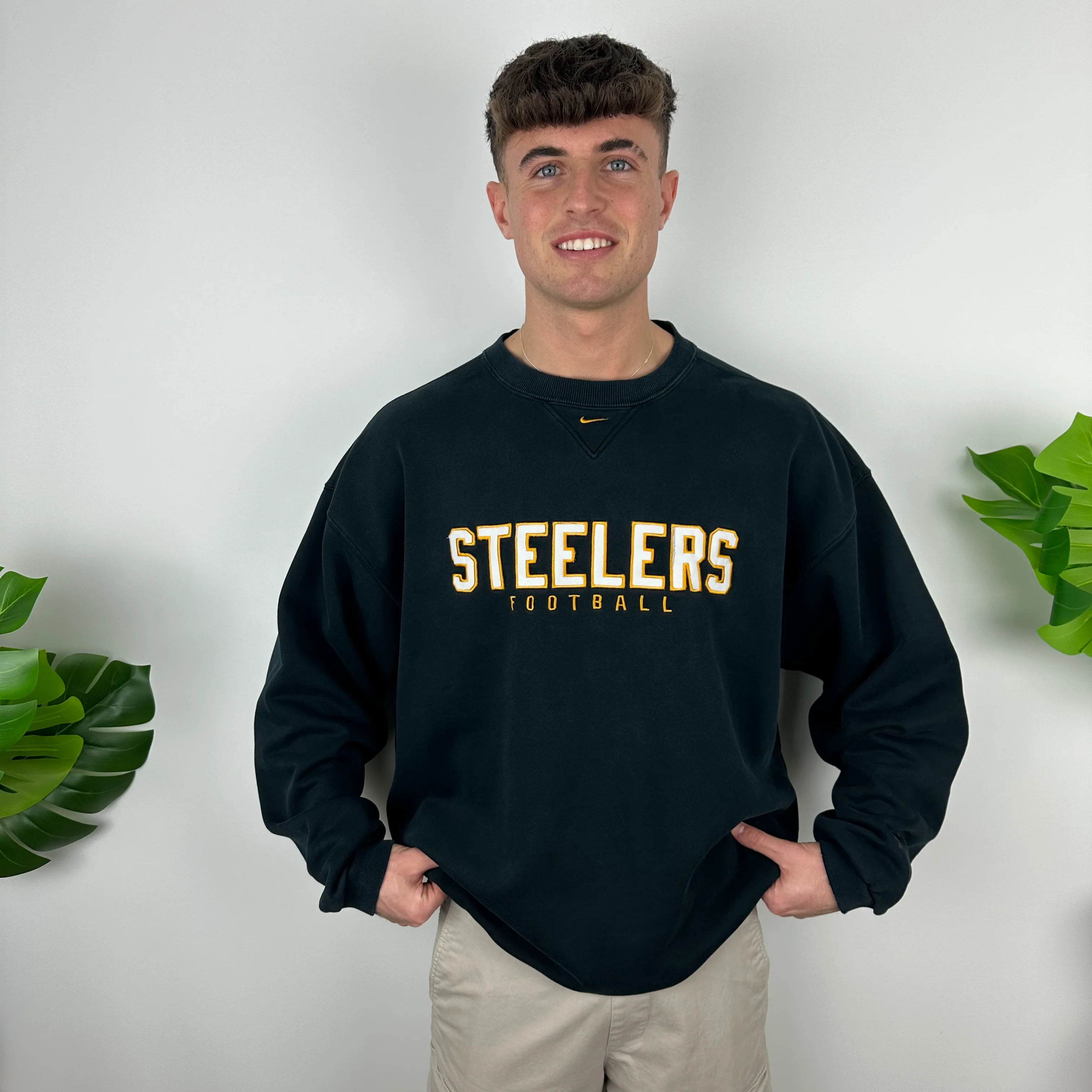 Nike X Pittsburgh Steelers Black Embroidered Spell Out Sweatshirt (XL) - Image 7
