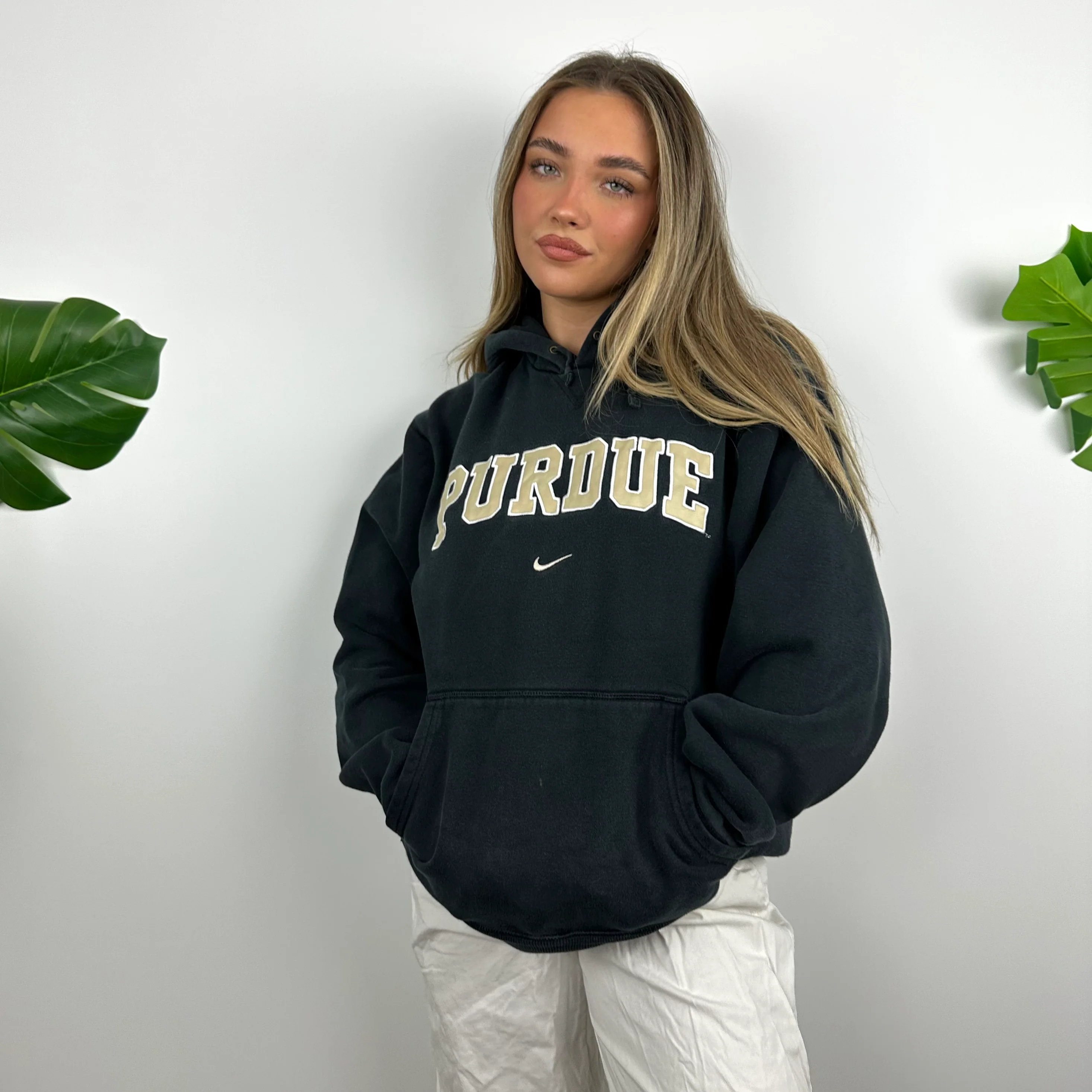 Nike x Purdue RARE Black Embroidered Spell Out Hoodie (M) - Image 5