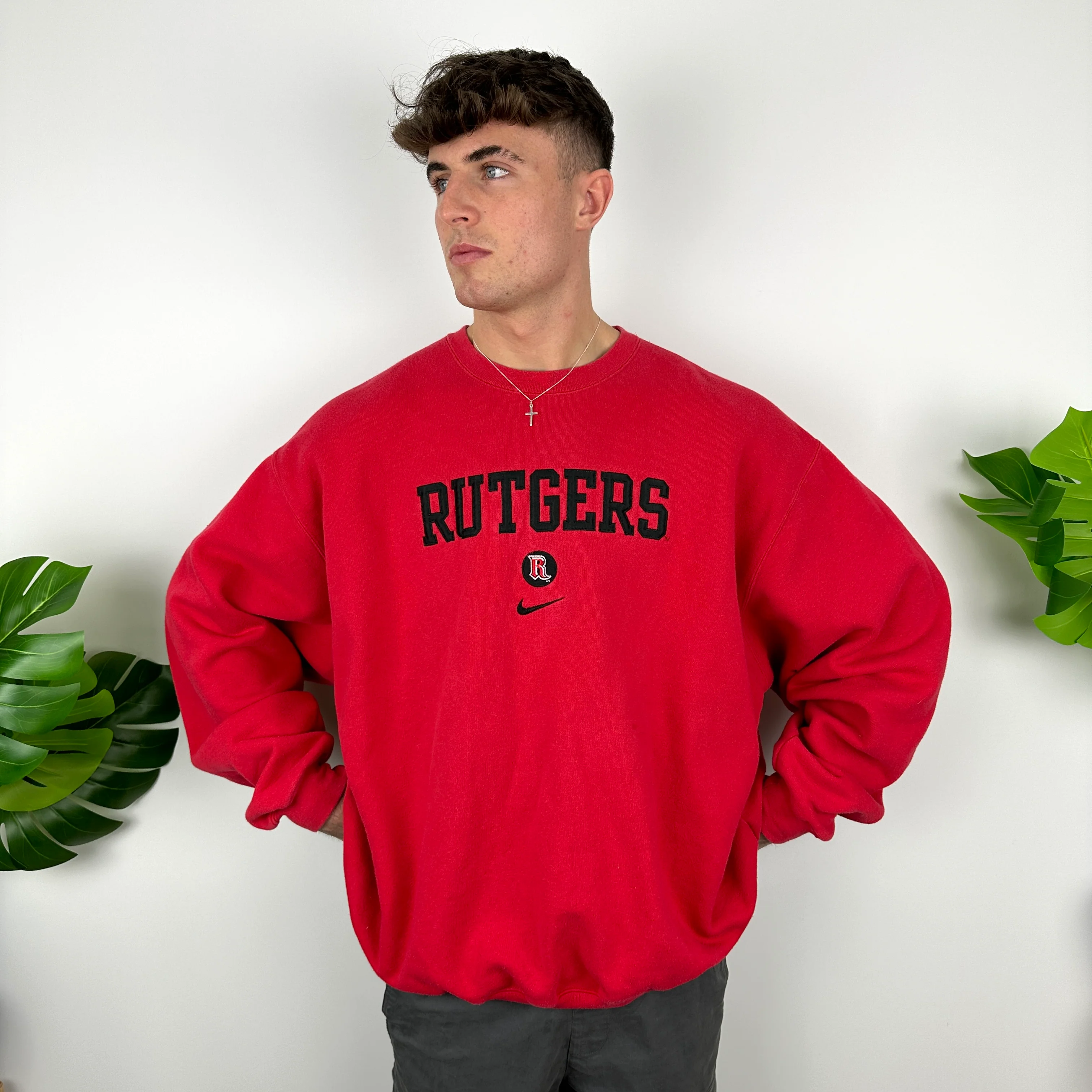 Nike x Rutgers Red Embroidered Spell Out Sweatshirt (XXL) - Image 3