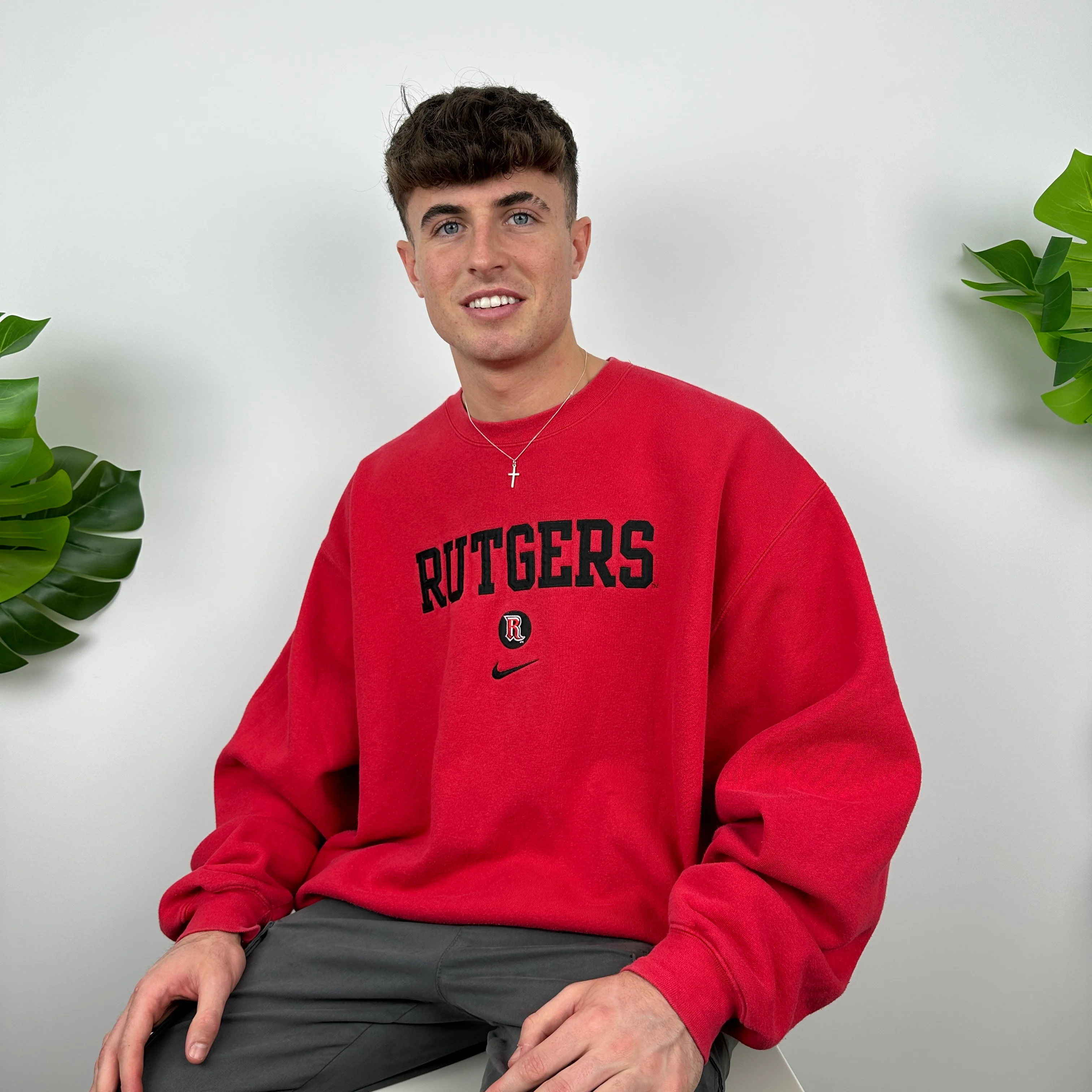 Nike x Rutgers Red Embroidered Spell Out Sweatshirt (XXL) - Image 6