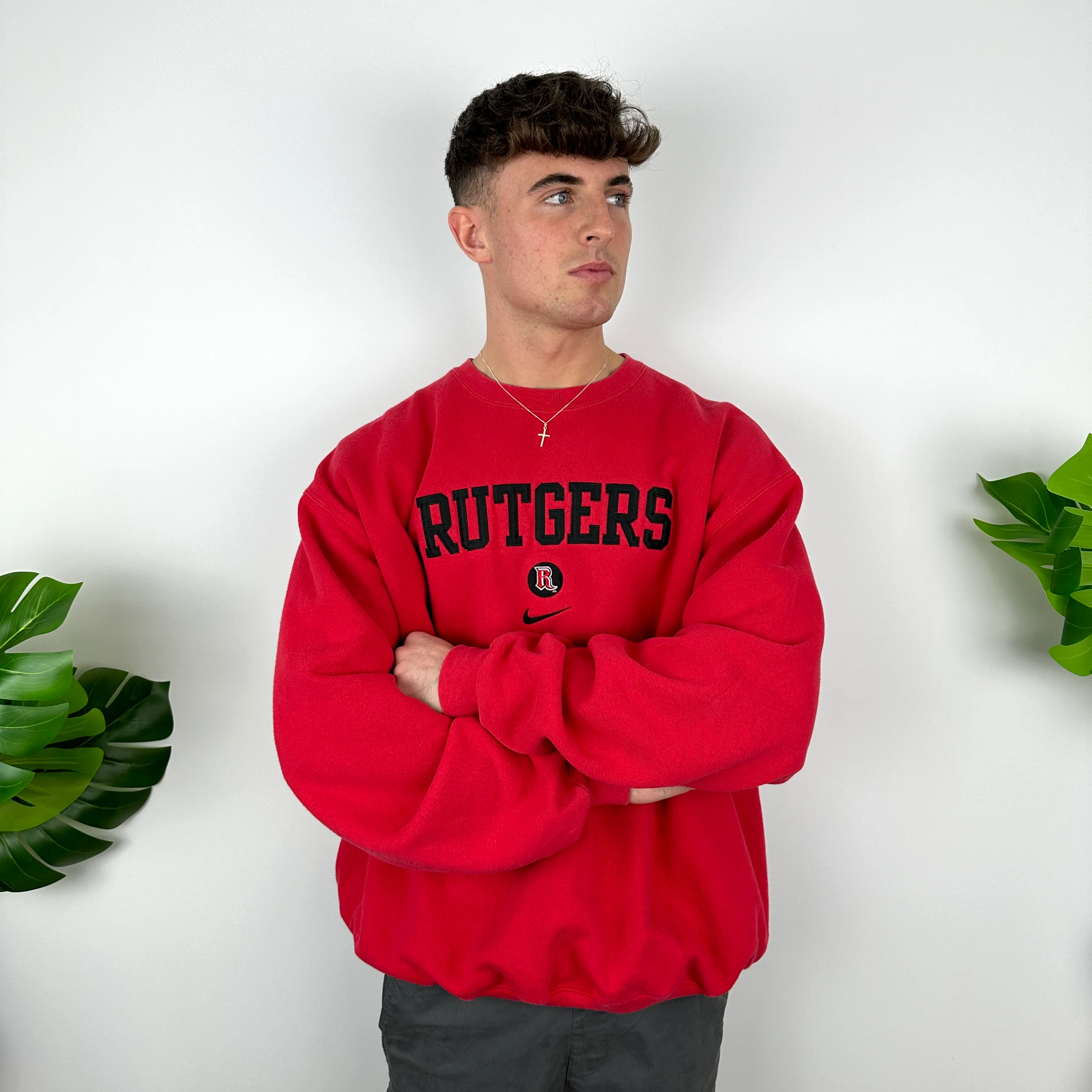 Nike x Rutgers Red Embroidered Spell Out Sweatshirt (XXL) - Image 7
